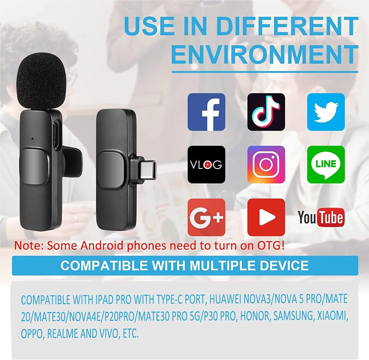 میکروفون یقه ای بی سیم ELTERAZONE برای گوشی (USB-C)، میکروفون بی سیم دوتایی برای ضبط ویدیو، پخش زنده، ولاگ (بدون نیاز به برنامه/بلوتوث) میکروفون یقه ای بی سیم ELTERAZONE برای گوشی (USB-C)، میکروفون بی سیم دوتایی برای ضبط ویدیو، پخش زنده، ولاگ (بدون نیاز به برنامه/بلوتوث)