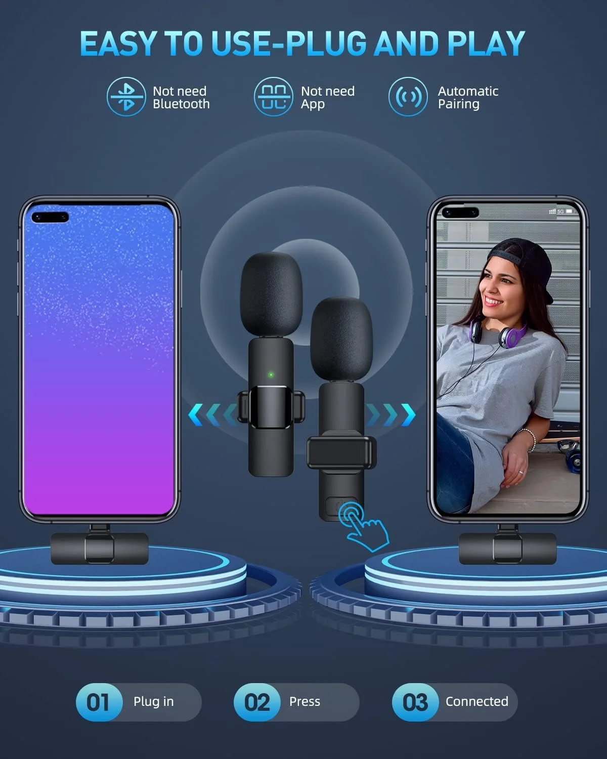 میکروفون یقه ای بی سیم ELTERAZONE برای گوشی های Type-C، میکروفون یقه ای، میکروفون بی سیم برای اندروید/لپ تاپ، میکروفون های بی سیم Plug-Play، میکروفون برای ضبط، پخش زنده میکروفون یقه ای بی سیم ELTERAZONE برای گوشی های Type-C، میکروفون یقه ای، میکروفون بی سیم برای اندروید/لپ تاپ، میکروفون های بی سیم Plug-Play، میکروفون برای ضبط، پخش زنده