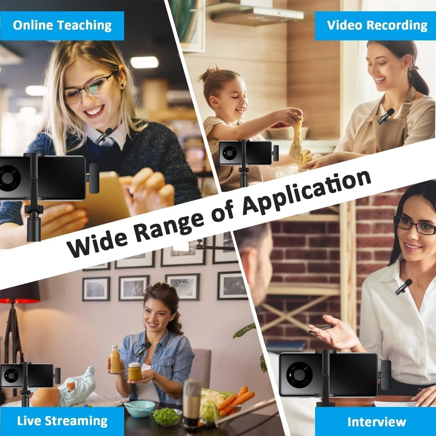 میکروفون یقه ای بی سیم، رابط USB-C، میکروفون ضبط کندانسور همه جهته برای اندروید و کامپیوتر، مشکی