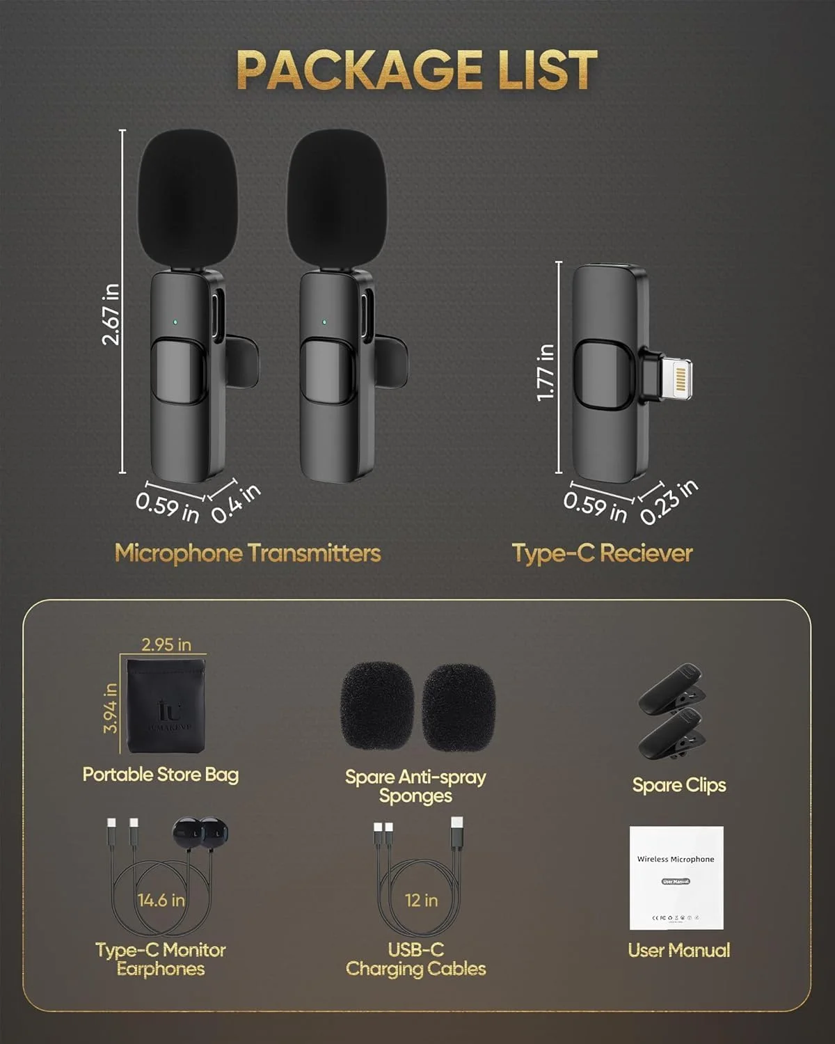 میکروفون یقه ای بی سیم برای آیفون، آیپد، iOS، مک بوک، میکروفون یقه ای گیره دار با قابلیت حذف نویز، مشکی