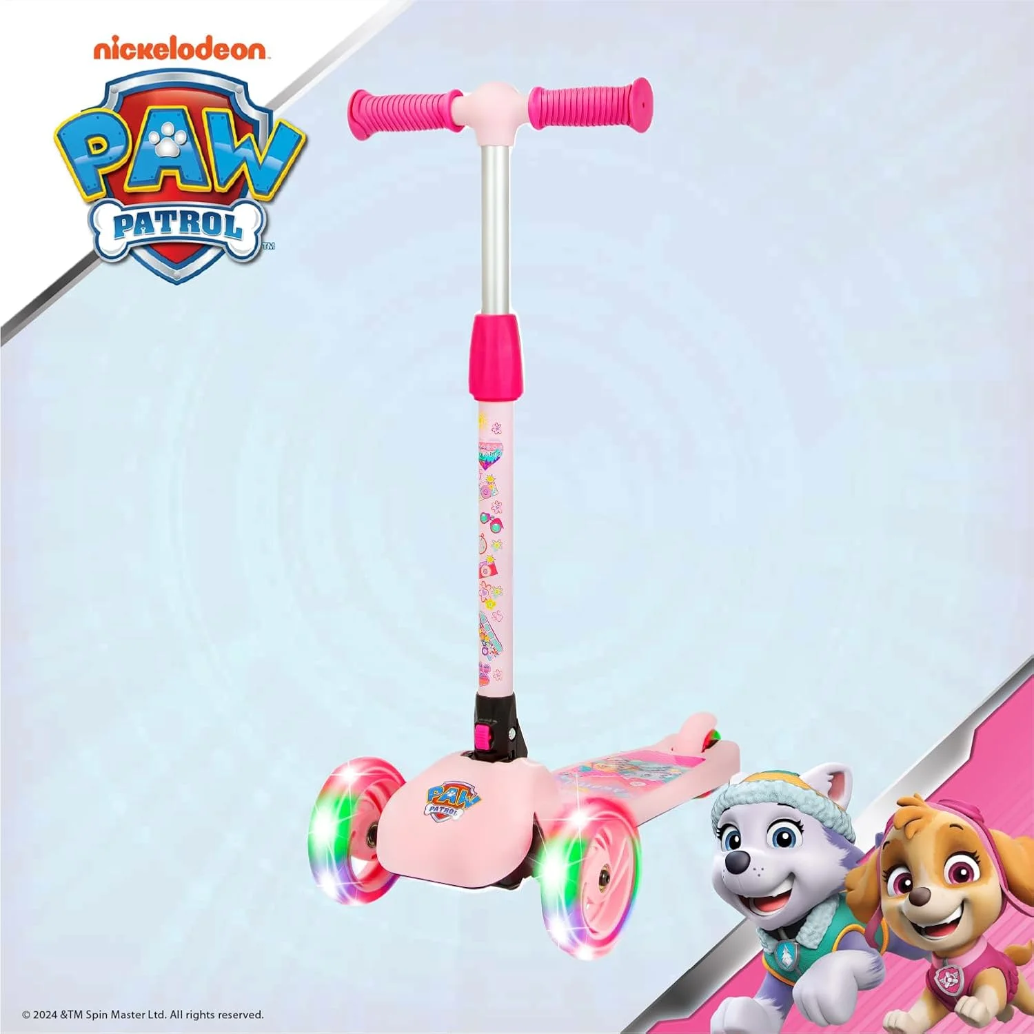 اسکوتر سه چرخ چراغ دار دخترانه Spartan Paw Patrol مناسب برای کودکان 3، 4، 5 و 6 ساله؛ چرخ های LED روشن، دسته های قابل تنظیم و بادوام و فناوری پیشرفته برای افزایش کنترل، ثبات و تعادل اسکوتر سه چرخ چراغ دار دخترانه Spartan Paw Patrol مناسب برای کودکان 3، 4، 5 و 6 ساله؛ چرخ های LED روشن، دسته های قابل تنظیم و بادوام و فناوری پیشرفته برای افزایش کنترل، ثبات و تعادل