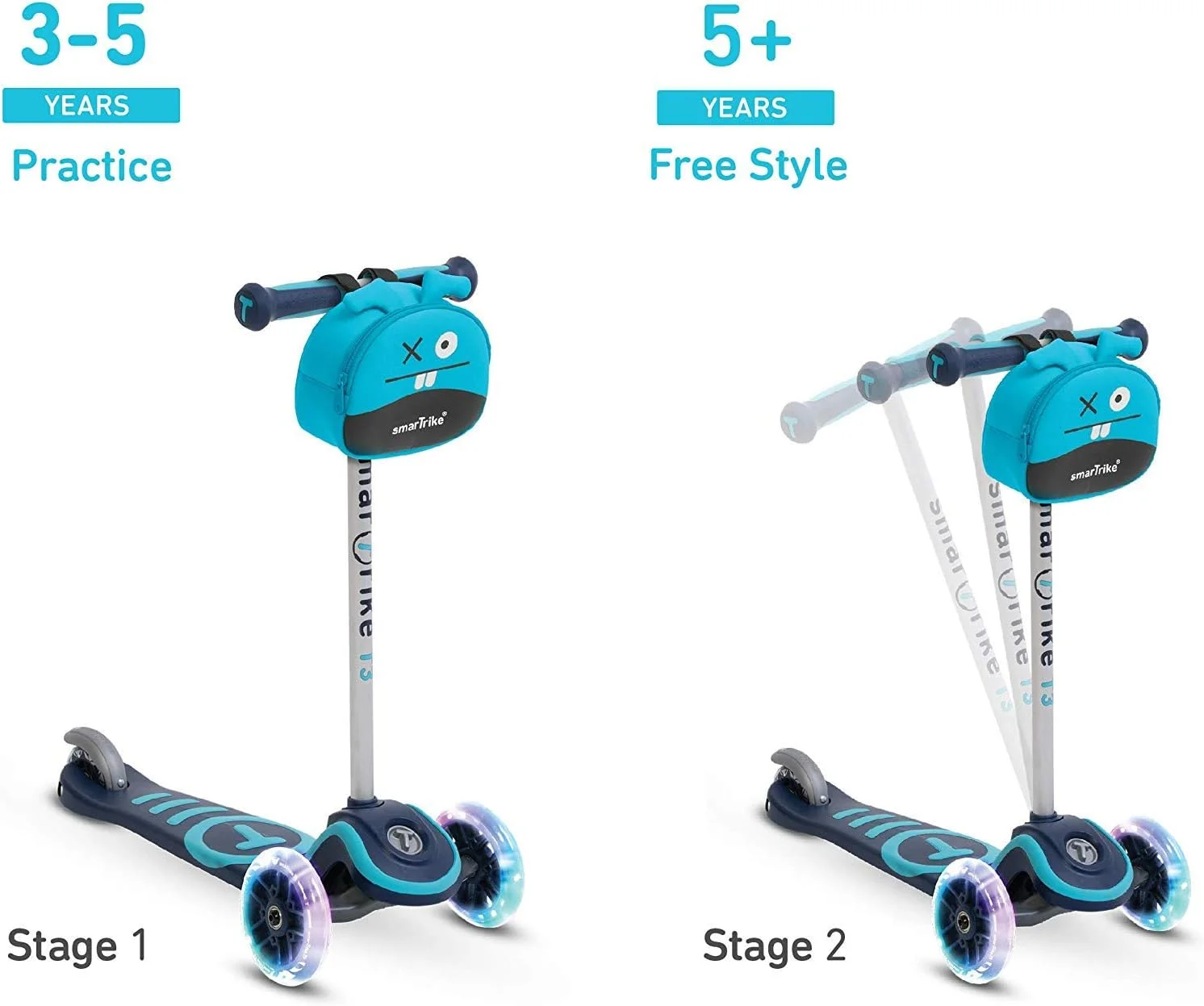 اسکوتر Smartriket T3 آبی، مشکی، اسکوتر T کودکان - 200-0801