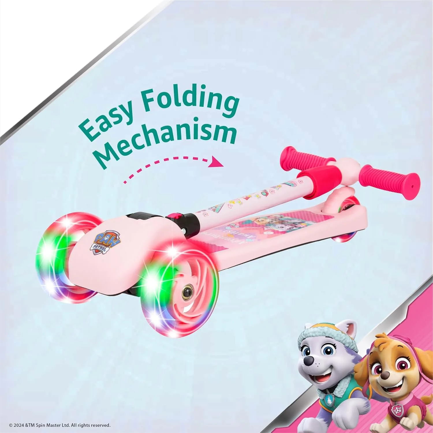 اسکوتر سه چرخ چراغ دار دخترانه Spartan Paw Patrol مناسب برای کودکان 3، 4، 5 و 6 ساله؛ چرخ های LED روشن، دسته های قابل تنظیم و بادوام و فناوری پیشرفته برای افزایش کنترل، ثبات و تعادل اسکوتر سه چرخ چراغ دار دخترانه Spartan Paw Patrol مناسب برای کودکان 3، 4، 5 و 6 ساله؛ چرخ های LED روشن، دسته های قابل تنظیم و بادوام و فناوری پیشرفته برای افزایش کنترل، ثبات و تعادل
