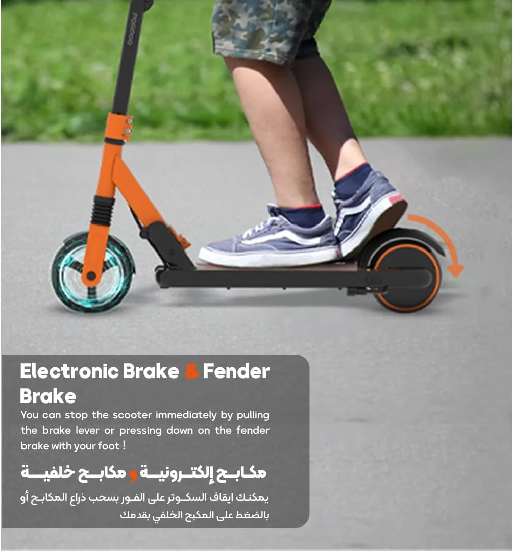 اسکوتر کودکانه Porodo Lifestyle 130W، مناسب برای کودکان 6 تا 12 سال، حداکثر تحمل وزن 70 کیلوگرم، برد 8 کیلومتر، حداکثر سرعت 14 کیلومتر در ساعت، ترمز برقی و ترمز گلگیر، کمک فنر، چرخ های بادوام 6.5 اینچی، بهترین هدیه برای کودکان اسکوتر کودکانه Porodo Lifestyle 130W، مناسب برای کودکان 6 تا 12 سال، حداکثر تحمل وزن 70 کیلوگرم، برد 8 کیلومتر، حداکثر سرعت 14 کیلومتر در ساعت، ترمز برقی و ترمز گلگیر، کمک فنر، چرخ های بادوام 6.5 اینچی، بهترین هدیه برای کودکان