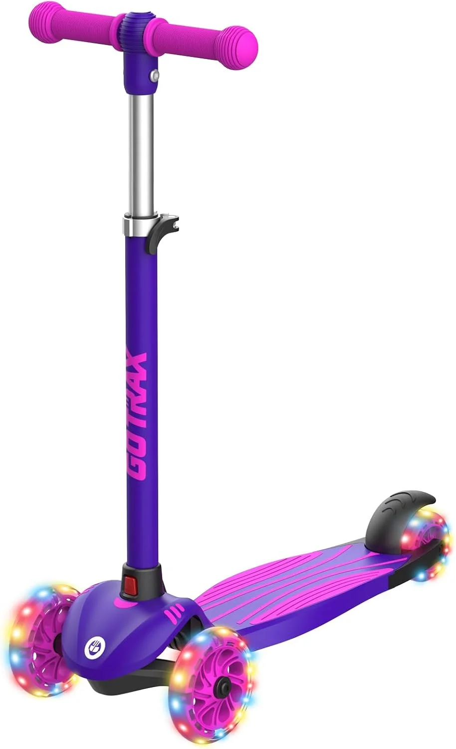 اسکوتر کودکانه Gotrax KS1/KS3، چرخ‌های LED روشن و دسته با 3 ارتفاع قابل تنظیم، فرمان متمایل به هدایت و عرشه ضد لغزش پهن، اسکوتر 3 چرخ برای پسران و دختران 2 تا 8 سال و تا وزن 45 کیلوگرم