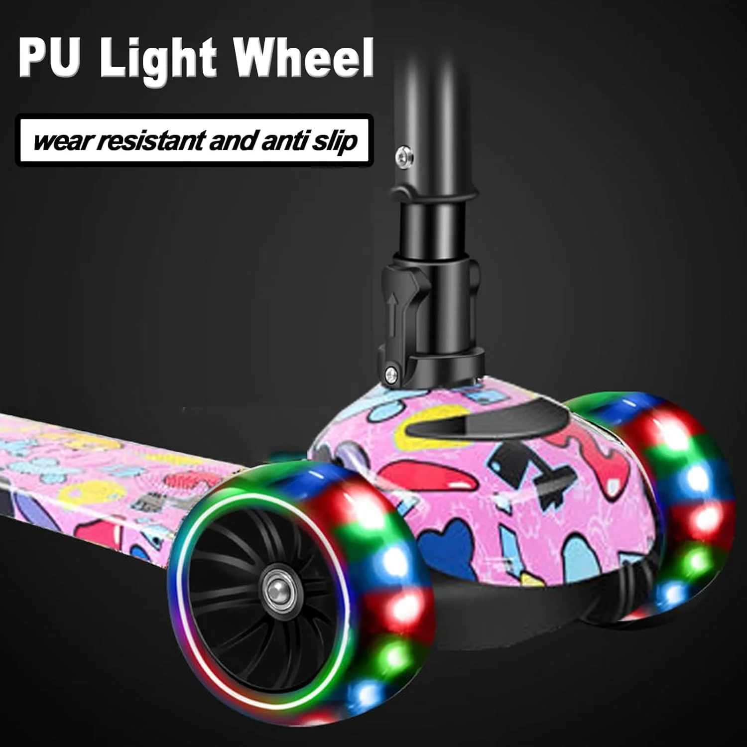 اسکوتر کودکانه برای سنین 3-12 سال، اسکوتر کودک نوپا با 4 ارتفاع قابل تنظیم، اسکوتر 3 چرخ چراغ دار، طراحی جذب شوک، فرمان متمایل شونده، اسکوتر آموزش تعادل برای کودکان