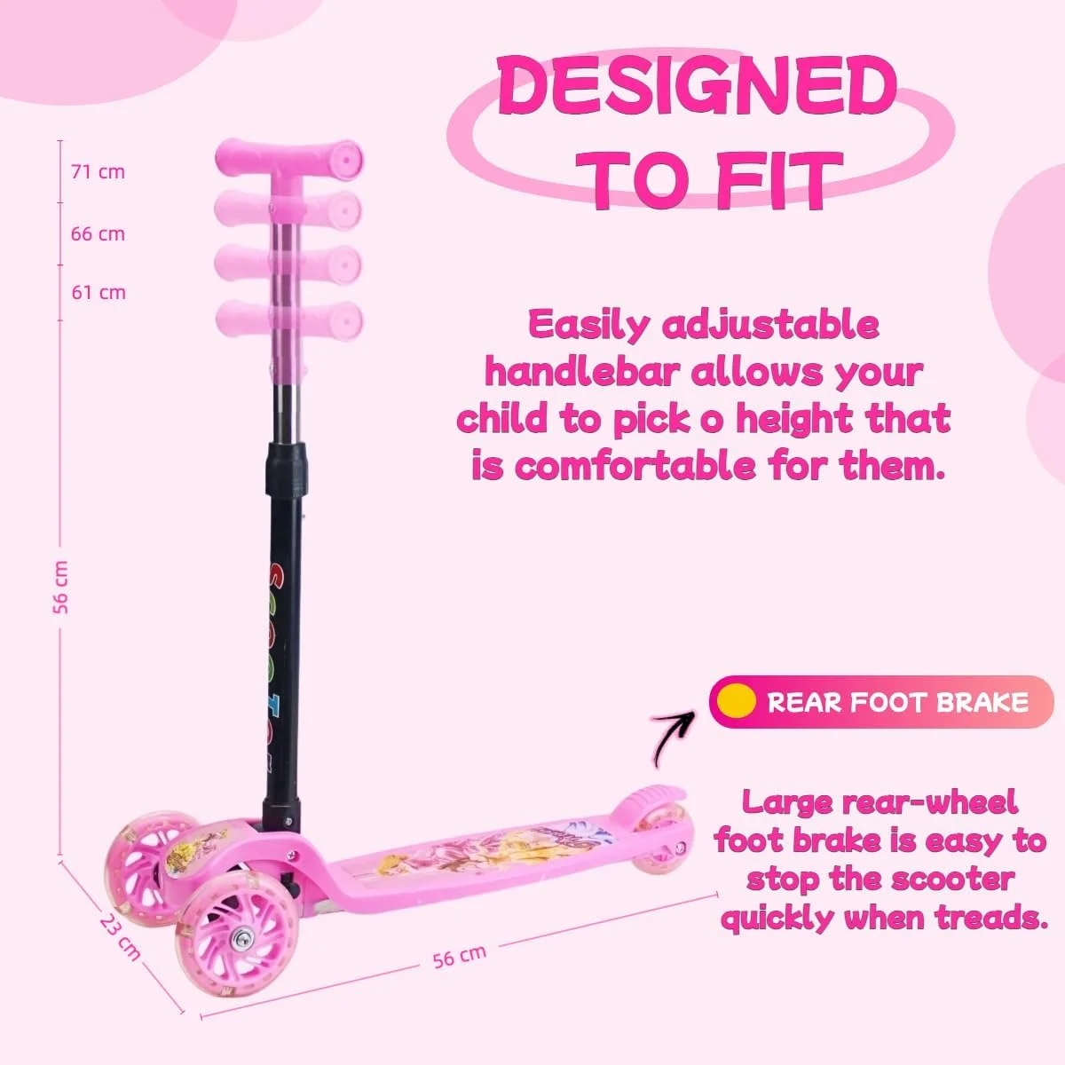 اسکوتر FUN FUTURE برای کودکان با دسته تاشو و قابل تنظیم ارتفاع، اسکوتر ضربه ای با چرخ های PU LED و ترمز عقب، اسکوتر کودکان برای 3 تا 8 سال