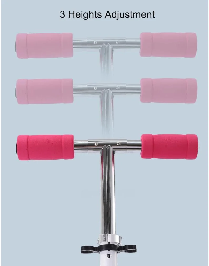 اسکوتر غیر برقی برای کودکان و بزرگسالان، اسکوتر با تحمل وزن 100 کیلوگرم با 2 چرخ بزرگ و 3 ارتفاع، اسکوتر تاشو شهری ورزشی با ترمز دیسکی و پایه برای کودکان بزرگ و نوجوانان