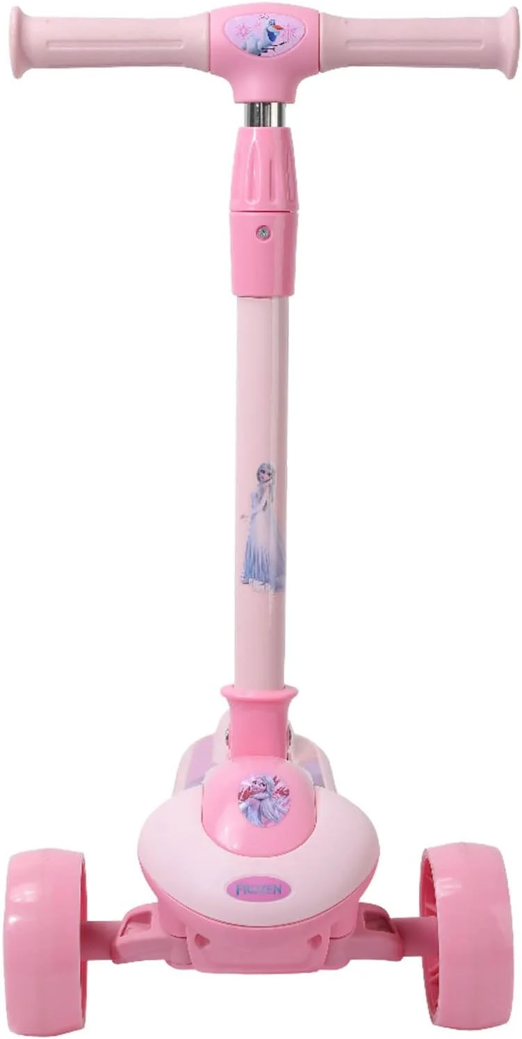 اسکوتر 3 چرخ تاشو دیزنی فروزن با دسته قابل تنظیم ارتفاع برای کودکان 3-8 سال (صورتی/سفید)