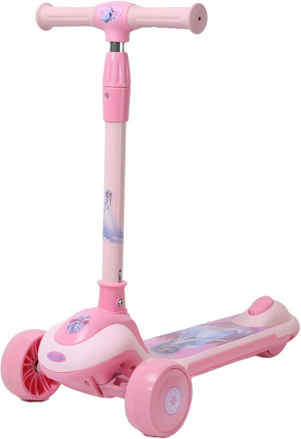 اسکوتر 3 چرخ تاشو دیزنی فروزن با دسته قابل تنظیم ارتفاع برای کودکان 3-8 سال (صورتی/سفید)