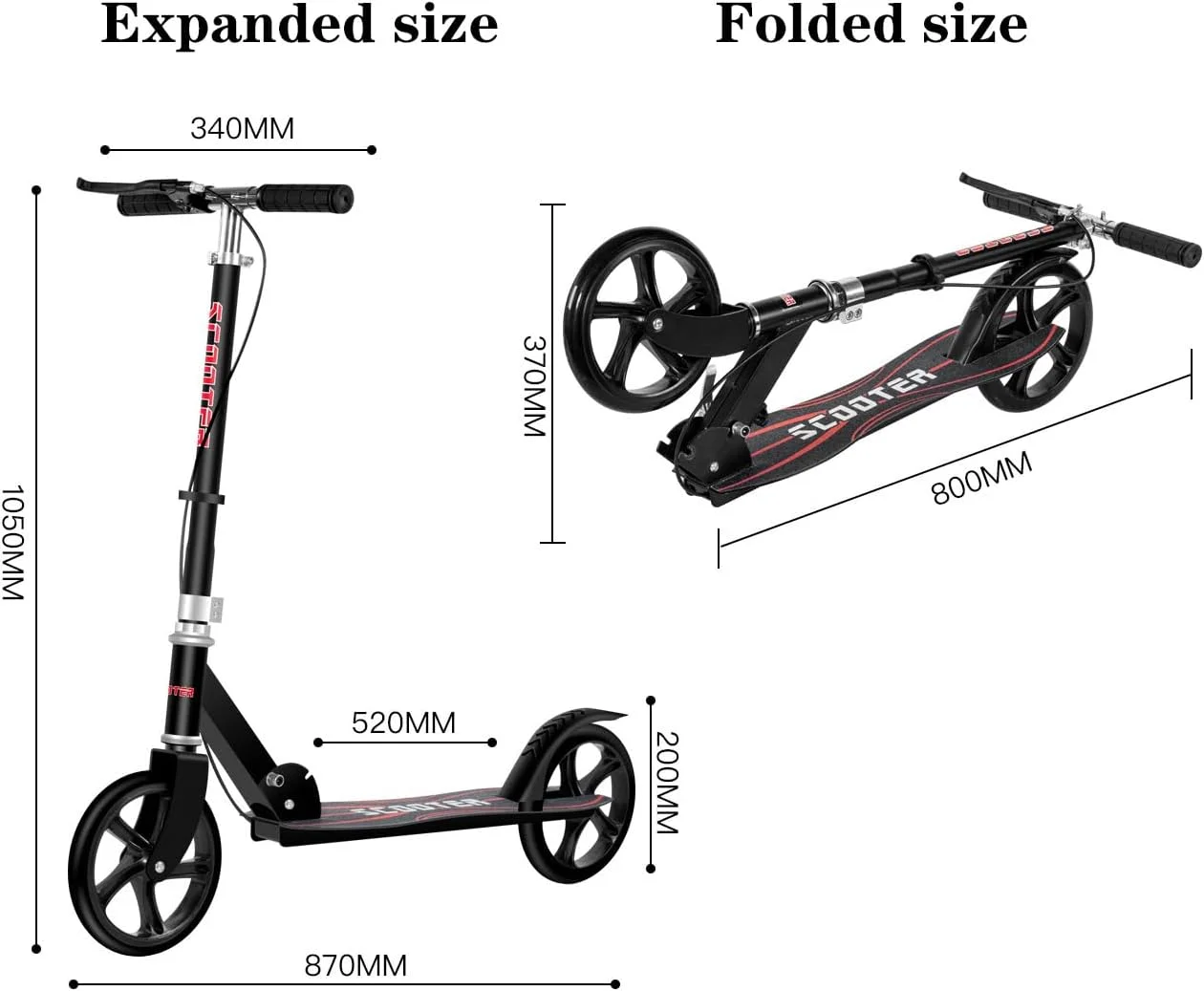 اسکوتر ضربه ای برای سنین 6 سال به بالا، کودکان، نوجوانان و بزرگسالان. تاشو، سبک وزن، چرخ های بزرگ 8 اینچی برای کودکان، نوجوانان و بزرگسالان، 3 سطح قابل تنظیم