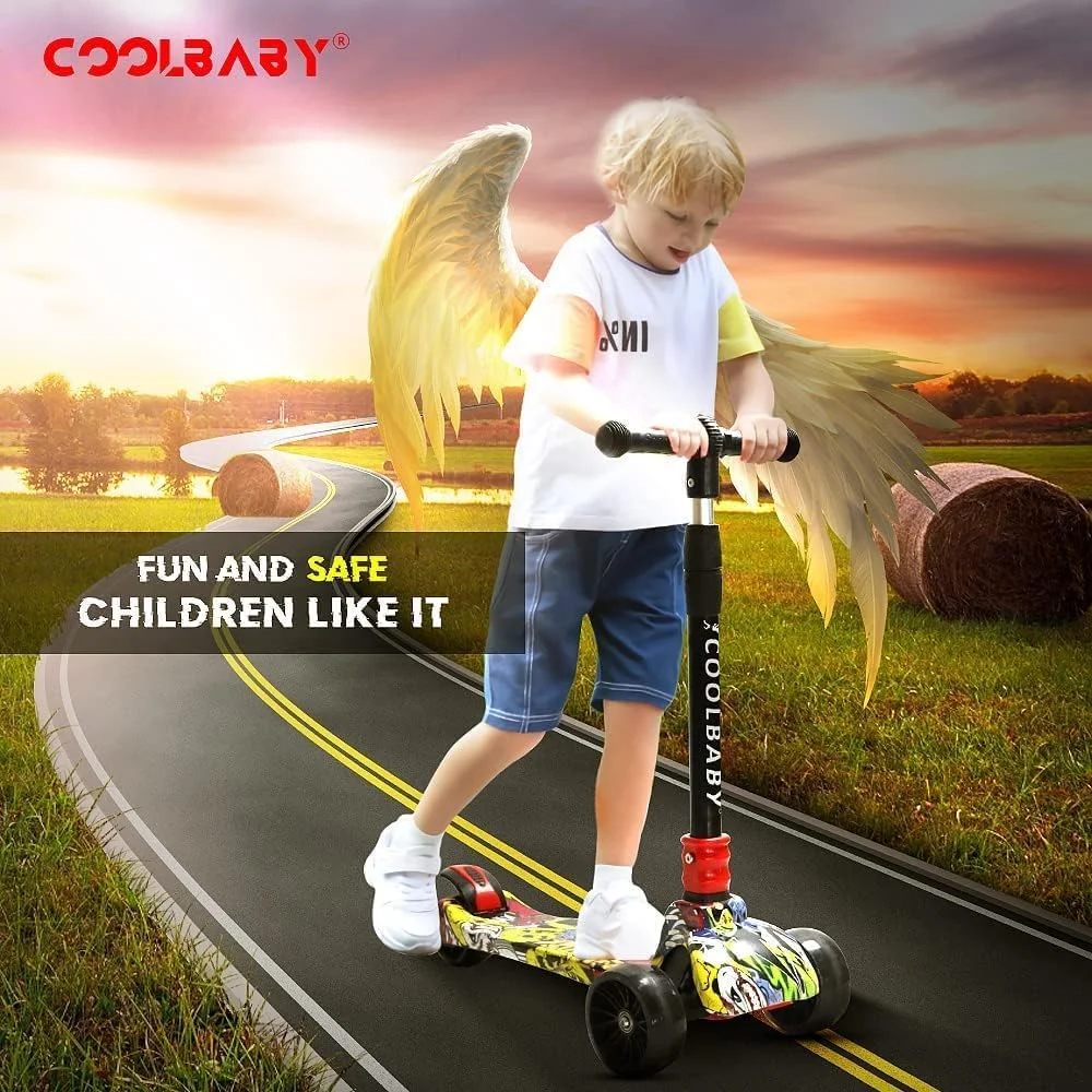 اسکوتر تاشو 3 چرخ COOLBABY برای کودکان، اسکوتر بچه گانه پسرانه دخترانه با ارتفاع قابل تنظیم چرخ های PU بهترین هدیه مدل 303-JW-TMM اسکوتر تاشو 3 چرخ COOLBABY برای کودکان، اسکوتر بچه گانه پسرانه دخترانه با ارتفاع قابل تنظیم چرخ های PU بهترین هدیه مدل 303-JW-TMM