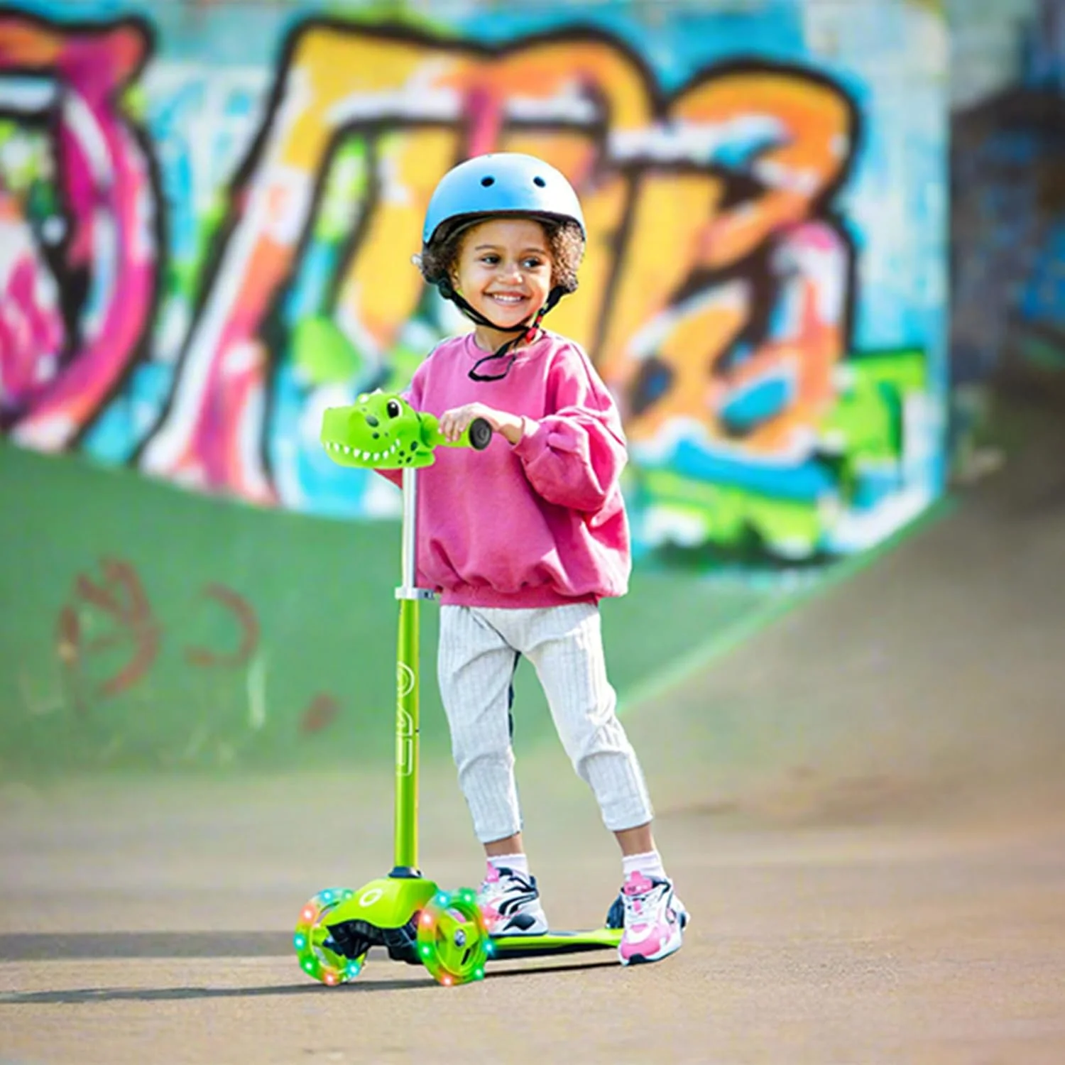 اسکوتر مینی کروزر چراغ دار EVO با چرخ های چراغ دار برای کودکان | اسکوتر فشاری کودکانه با دسته های قابل تنظیم ارتفاع | اسکوتر تعادلی 3 چرخ کودکانه | اسکوترهای ضربه ای برای کودکان 2 تا 7 سال