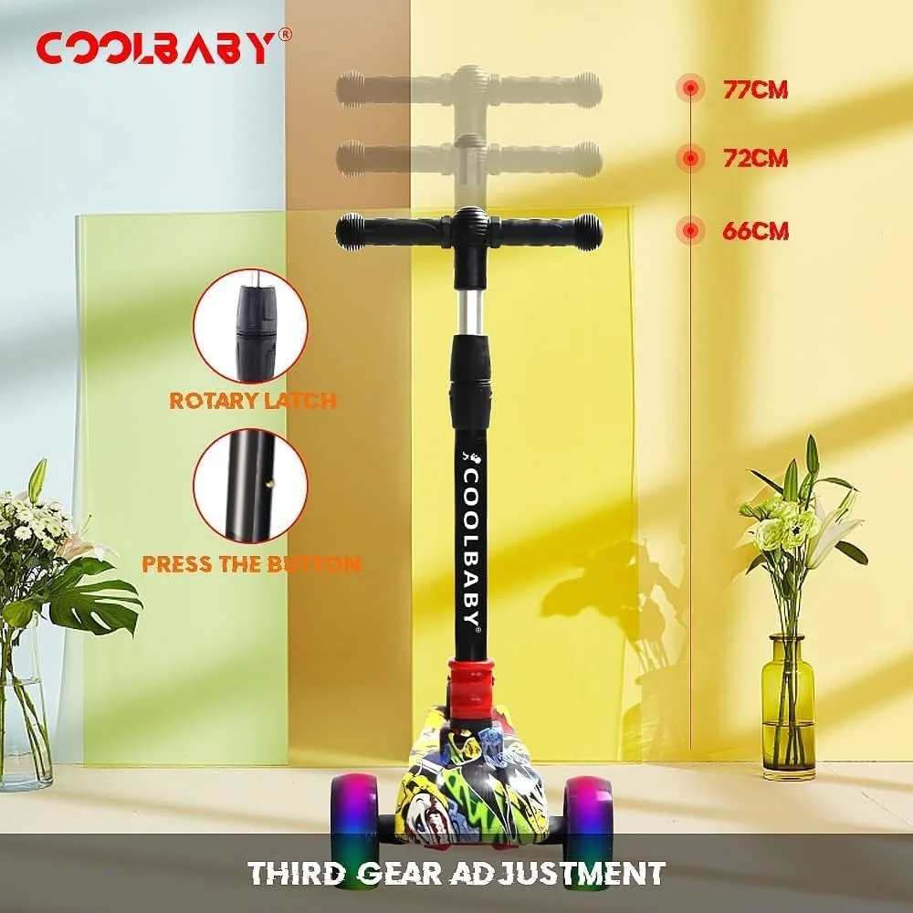 اسکوتر تاشو 3 چرخ COOLBABY برای کودکان، اسکوتر بچه گانه پسرانه دخترانه با ارتفاع قابل تنظیم چرخ های PU بهترین هدیه مدل 303-JW-TMM اسکوتر تاشو 3 چرخ COOLBABY برای کودکان، اسکوتر بچه گانه پسرانه دخترانه با ارتفاع قابل تنظیم چرخ های PU بهترین هدیه مدل 303-JW-TMM