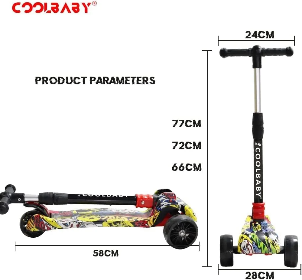 اسکوتر تاشو 3 چرخ COOLBABY برای کودکان، اسکوتر بچه گانه پسرانه دخترانه با ارتفاع قابل تنظیم چرخ های PU بهترین هدیه مدل 303-JW-TMM اسکوتر تاشو 3 چرخ COOLBABY برای کودکان، اسکوتر بچه گانه پسرانه دخترانه با ارتفاع قابل تنظیم چرخ های PU بهترین هدیه مدل 303-JW-TMM