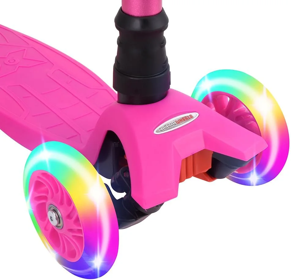اسکوتر ChromeWheels برای کودکان، اسکوتر سه چرخ لوکس با 4 ارتفاع قابل تنظیم، محدودیت وزن 60 کیلوگرم، چرخ های LED روشن، بهترین هدیه برای دختران و پسران 3-12 ساله اسکوتر ChromeWheels برای کودکان، اسکوتر سه چرخ لوکس با 4 ارتفاع قابل تنظیم، محدودیت وزن 60 کیلوگرم، چرخ های LED روشن، بهترین هدیه برای دختران و پسران 3-12 ساله
