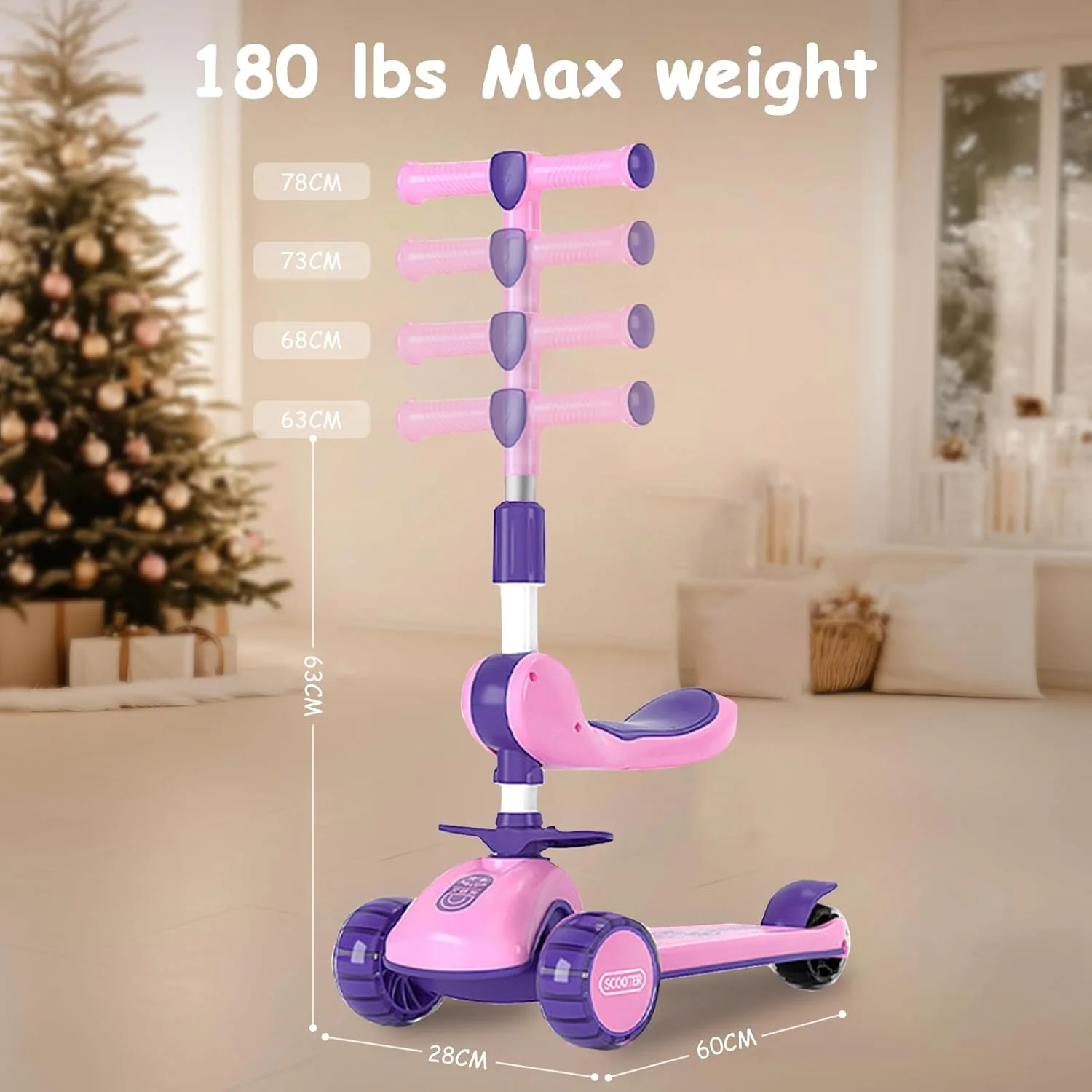 اسکوتر کودکان، اسکوتر برای کودکان، اسباب بازی ایستاده و کروز کودک نوپا، اسکوترهای تاشو، ارتفاع قابل تنظیم، عرشه ضد لغزش، چراغ های چرخ چشمک زن، برای پسران دختران 2-6 ساله
