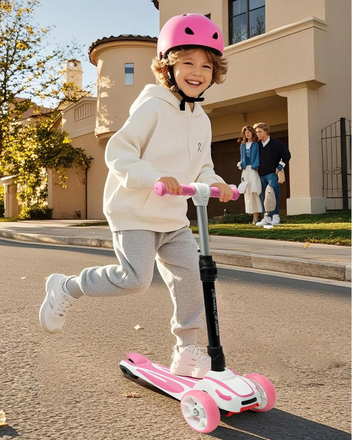 اسکوتر 3 چرخ کودکانه | ارتفاع قابل تنظیم و تاشو با چراغ LED | ظرفیت 50 کیلوگرم | اسکوتر تاشو برای کودکان 3-12 سال | اسکوتر ضربه ای برای پسران و دختران | جذب شوک و فرمان دهی با تکیه دادن