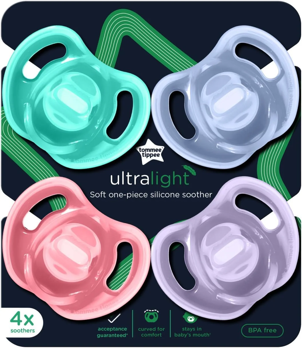 پستانک سیلیکونی فوق سبک تامی تیپی، طراحی یک تکه متقارن، پستانک های سیلیکونی فاقد BPA، 18-36 ماه، بسته 4 عددی پستانک سیلیکونی فوق سبک تامی تیپی، طراحی یک تکه متقارن، پستانک های سیلیکونی فاقد BPA، 18-36 ماه، بسته 4 عددی