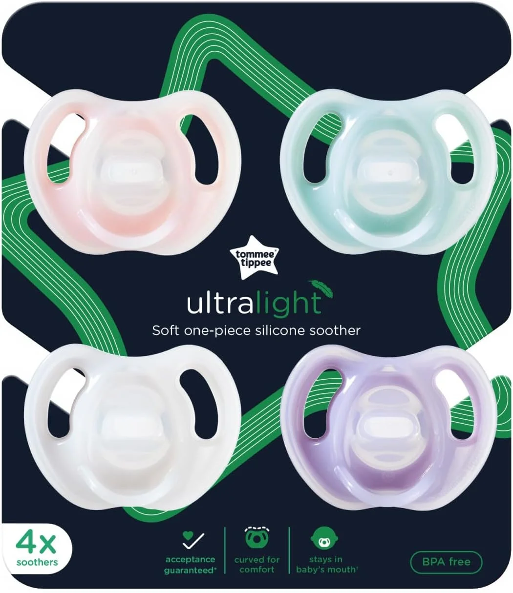 پستانک سیلیکونی فوق سبک تامی تیپی، طراحی ارتودنسی متقارن، بدون BPA، طراحی یک تکه، 0-6 ماه، بسته 4 عددی پستانک سیلیکونی فوق سبک تامی تیپی، طراحی ارتودنسی متقارن، بدون BPA، طراحی یک تکه، 0-6 ماه، بسته 4 عددی