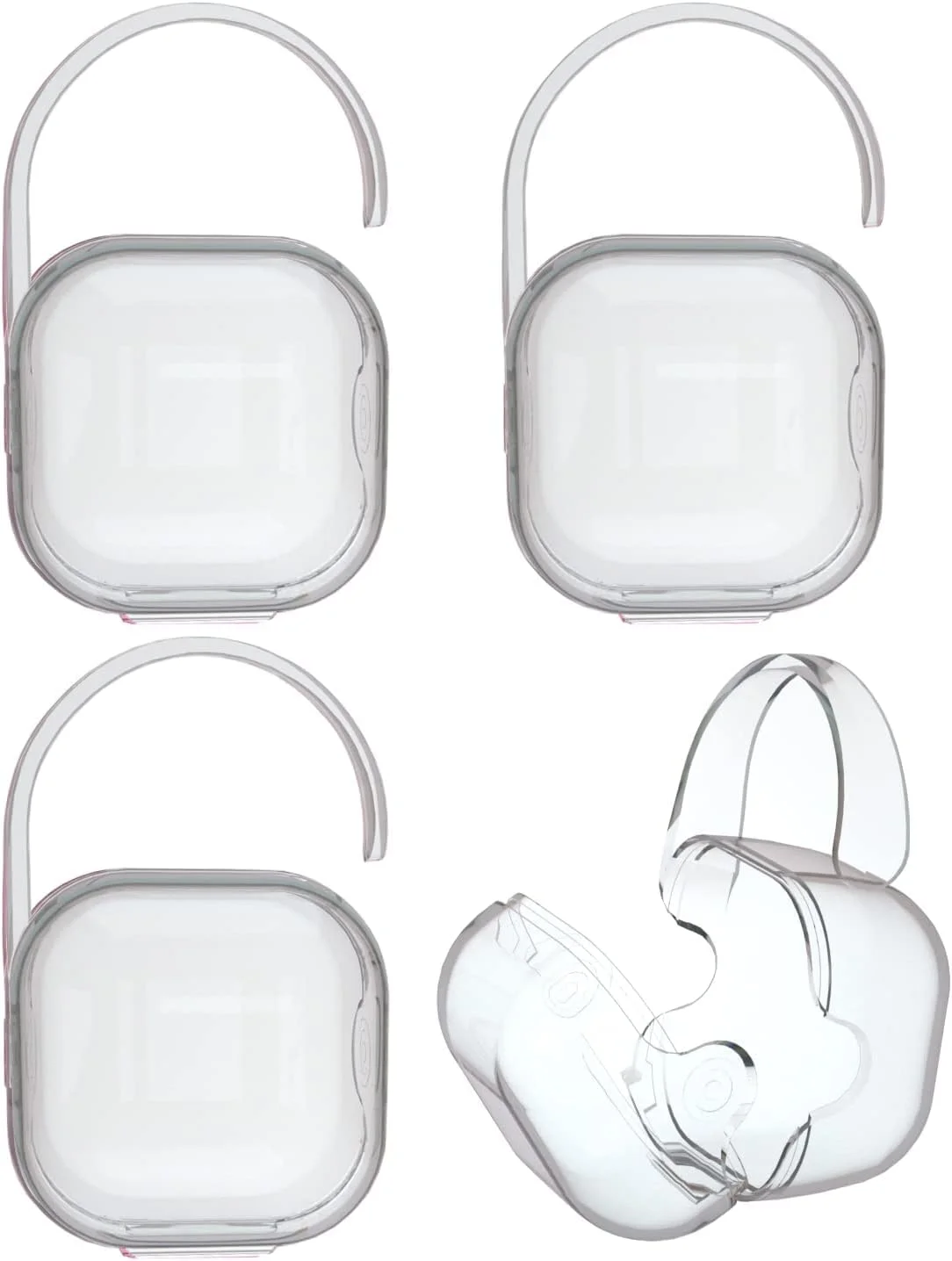 جعبه پستانک LDLD، جا پستانکی، جعبه نگهدارنده پستانک، گیره پستانک، جعبه پستانک، لوازم جانبی پستانک، بسته 4 عددی، طراحی قلاب شفاف