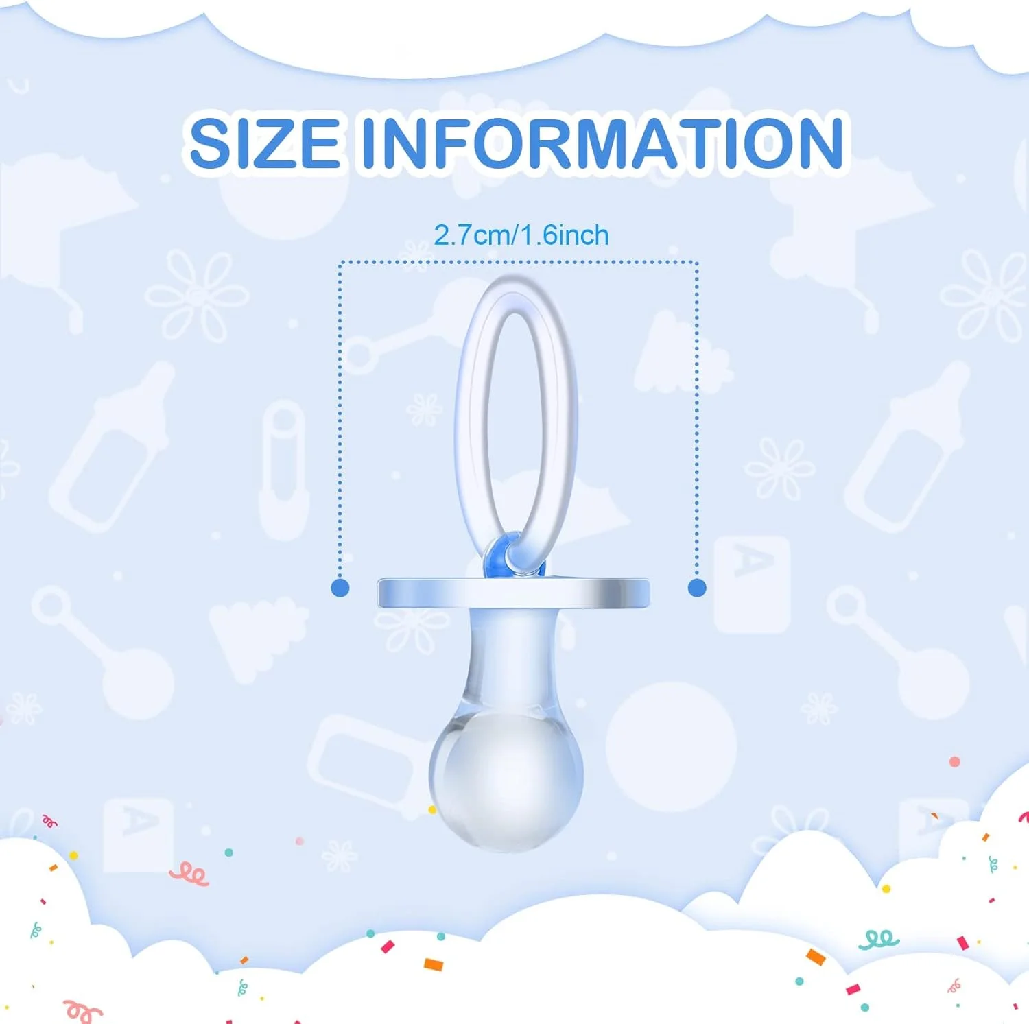 لوازم جشن تعیین جنسیت نوزاد KASTWAVE، 24 عدد گردنبند پستانک نوزاد، پستانک اکریلیک برای مهمانی، تزئینات زیبای جشن نوزادی، آویزهای پراکنده روی میز (صورتی، آبی)