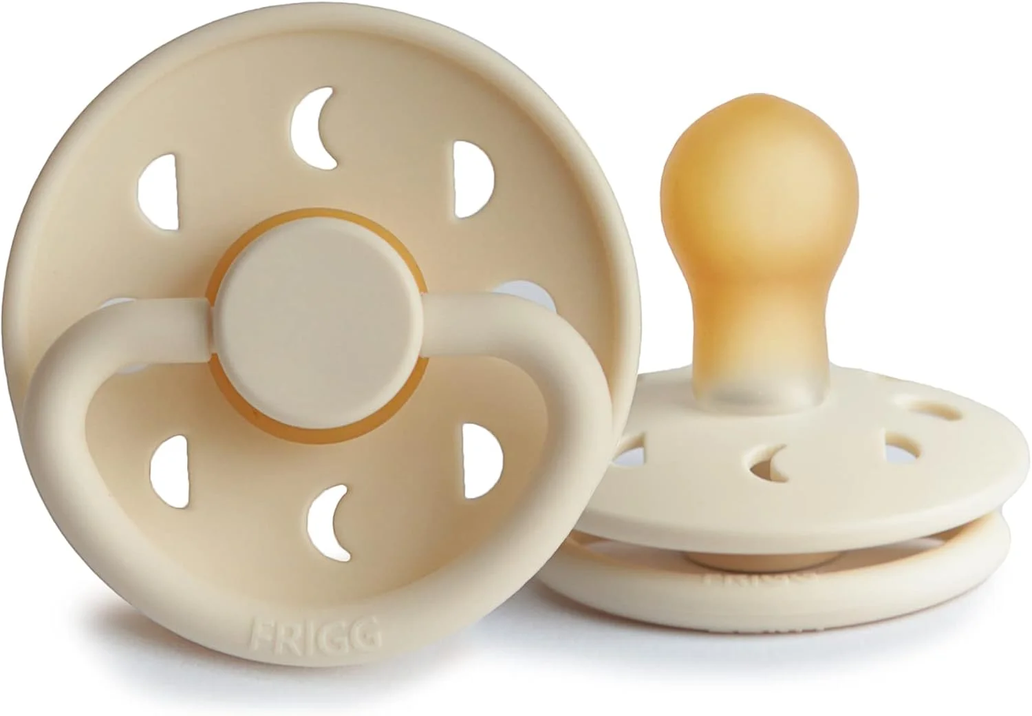 پستانک لاتکس کودک فریگ مدل Moon Phase مناسب 0-6 ماه | 1 عدد | سر گرد از جنس لاستیک طبیعی با محافظ پلاستیکی پلی پروپیلن | ساخت دانمارک - کرم