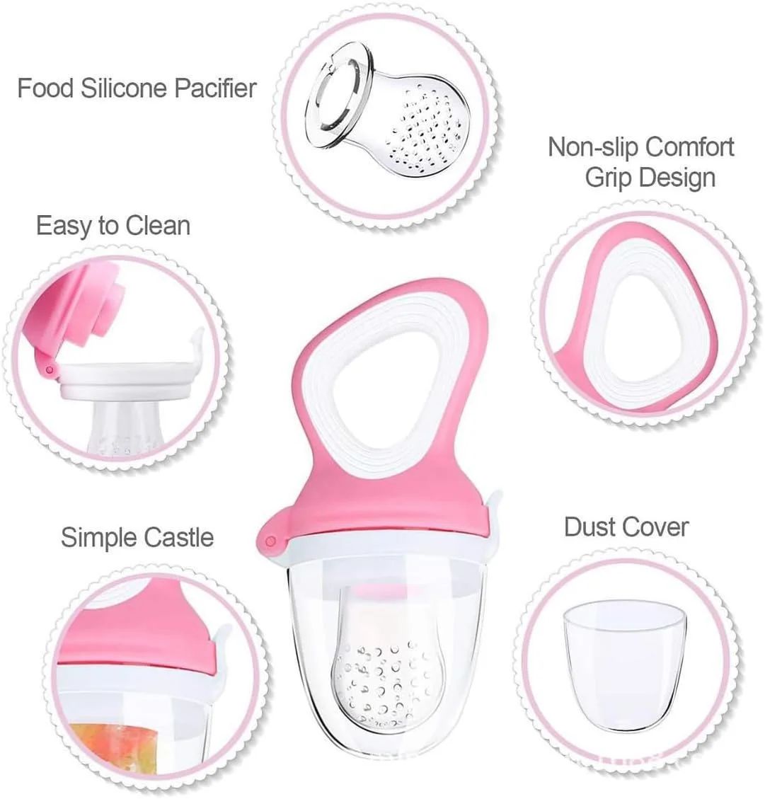 ECVV پستانک غذای کودک 2 عددی با 3 عدد سرپستانک سیلیکونی جایگزین، اسباب بازی دندان گیر میوه تازه برای نوزادان و کودکان نوپا ECVV پستانک غذای کودک 2 عددی با 3 عدد سرپستانک سیلیکونی جایگزین، اسباب بازی دندان گیر میوه تازه برای نوزادان و کودکان نوپا