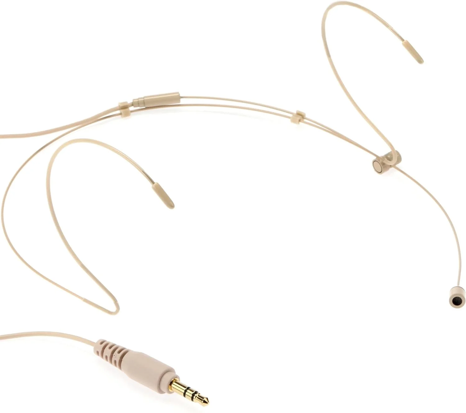 میکروفون هدست امنی پروفایل پایین سارامونیک DK6G (بژ) با 3.5 میلی‌متری برای بی‌سیم 2.4 گیگاهرتز، Rode، DJI، TXS و ضبط‌کننده‌ها، دوربین‌ها، میکسرها با تغذیه پلاگین