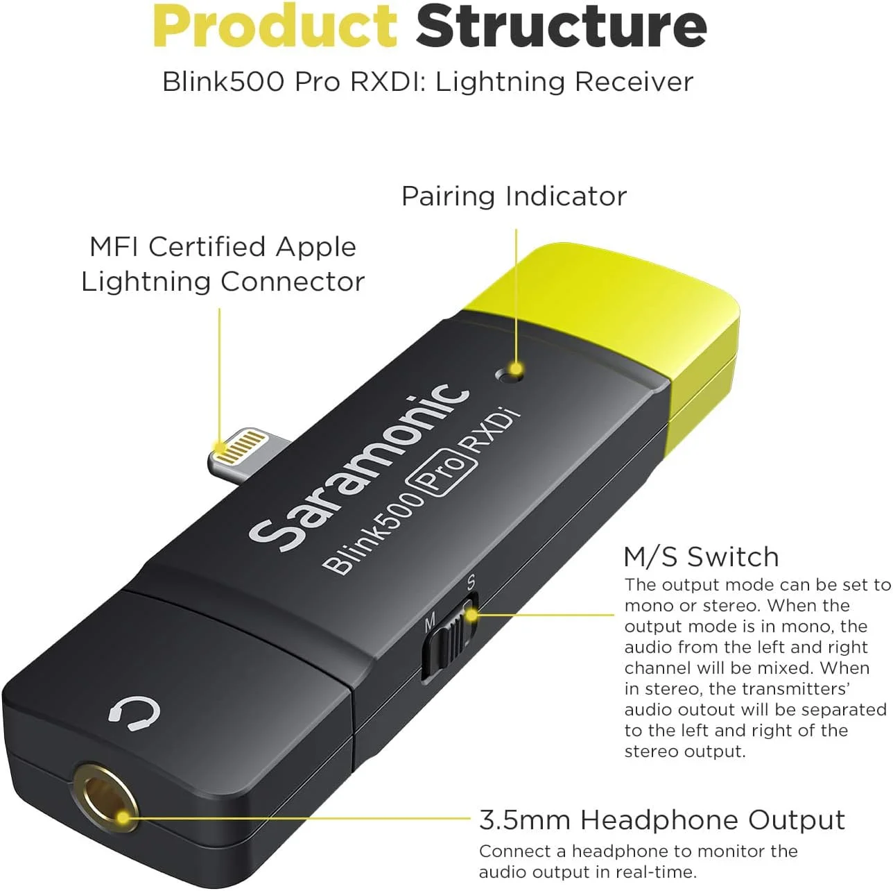 میکروفون یقه ای بی سیم دو کاناله سارامونیک Blink500 Pro برای ضبط صدا و تصویر آیفون iOS، فیس بوک، یوتیوب، پادکست، ولاگ، مصاحبه (B3)