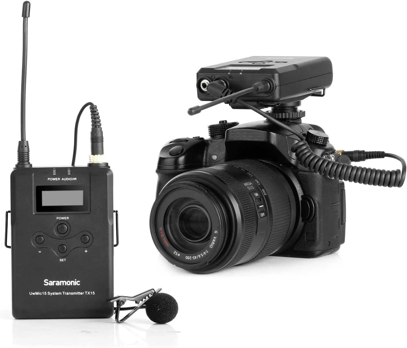 سیستم میکروفون یقه ای بی سیم 16 کاناله UHF سارامونیک با گیرنده قابل نصب روی دوربین (UwMic15) سیستم میکروفون یقه ای بی سیم 16 کاناله UHF سارامونیک با گیرنده قابل نصب روی دوربین (UwMic15)