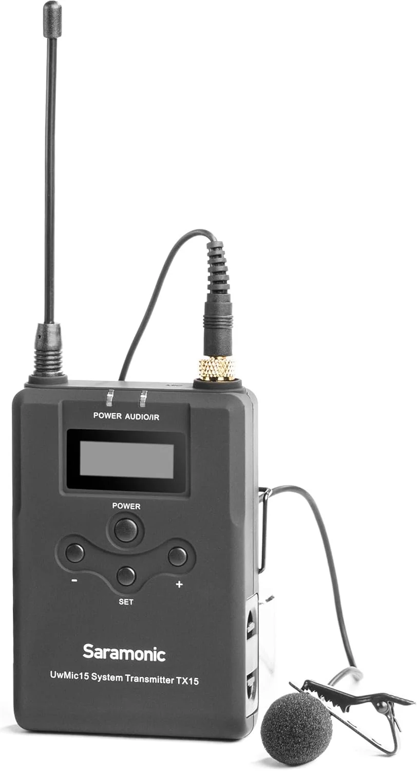 سیستم میکروفون یقه ای بی سیم 16 کاناله UHF سارامونیک با گیرنده قابل نصب روی دوربین (UwMic15) سیستم میکروفون یقه ای بی سیم 16 کاناله UHF سارامونیک با گیرنده قابل نصب روی دوربین (UwMic15)