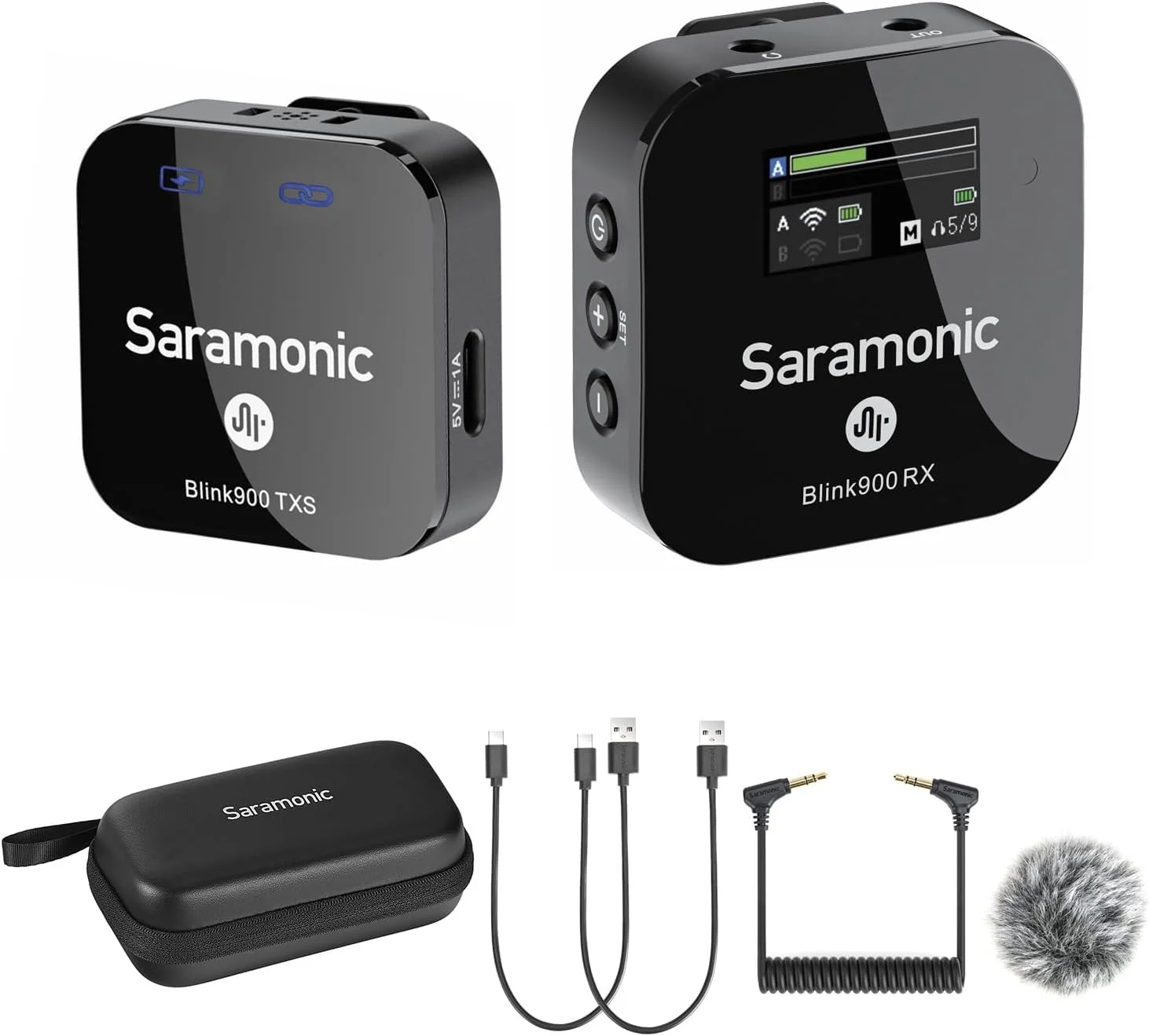 میکروفون یقه ای بی سیم سارامونیک Blink900 S1 برای دوربین، فیلمبرداری، DSLR، کامپیوتر، دو کاناله، عمر باتری 6 ساعته، انتقال 656 فوتی، میکروفون یقه ای بی سیم برای ضبط ویدیو، ولاگ، پخش زنده