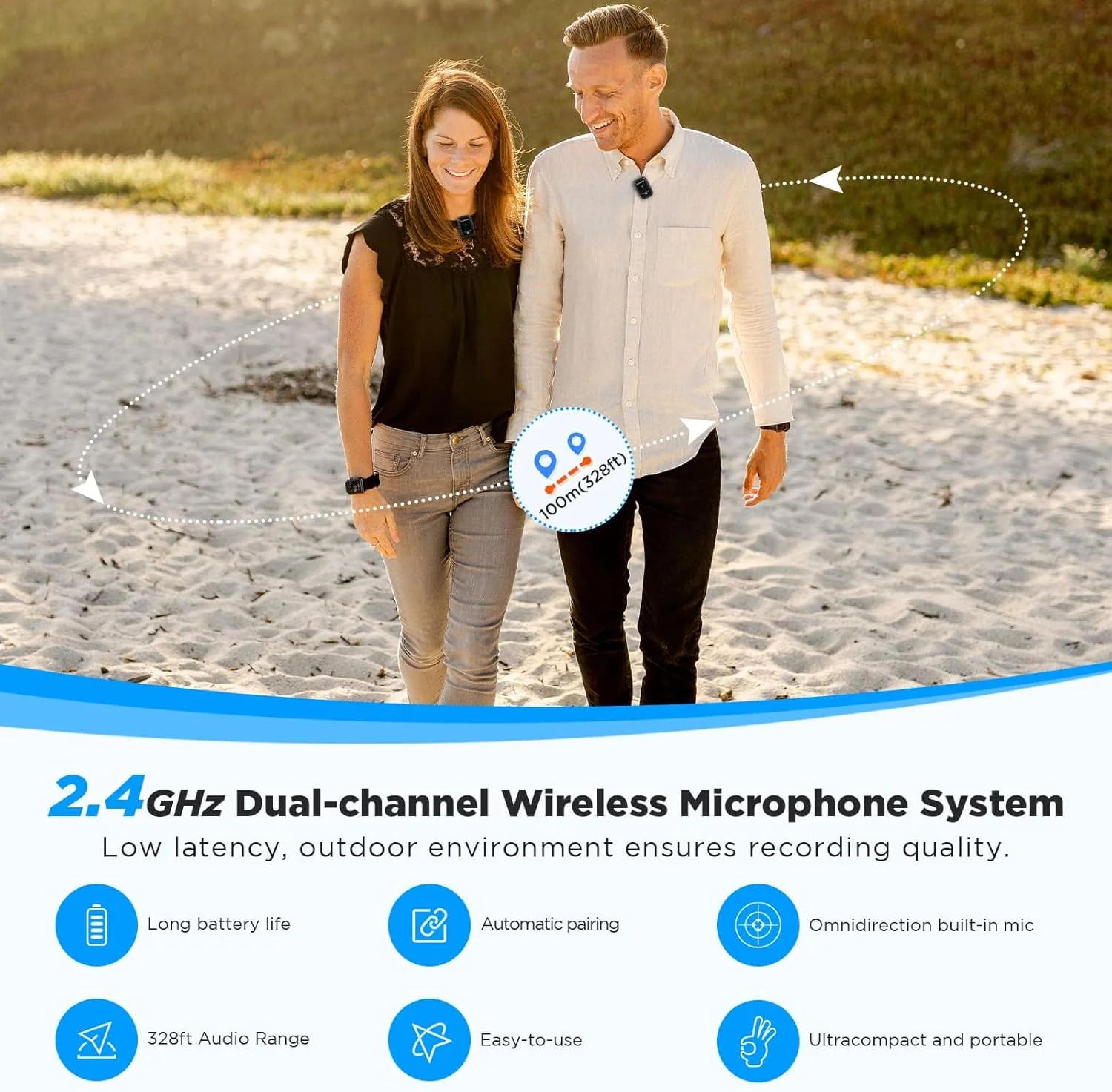 میکروفون های یقه ای بی سیم سارامونیک Blink500 Prox Q20، باتری 10 ساعته، میکروفون بی سیم قابل شارژ برای دوربین، کامپیوتر، آیفون، اندروید، ضبط مصاحبه، ولاگ میکروفون های یقه ای بی سیم سارامونیک Blink500 Prox Q20، باتری 10 ساعته، میکروفون بی سیم قابل شارژ برای دوربین، کامپیوتر، آیفون، اندروید، ضبط مصاحبه، ولاگ