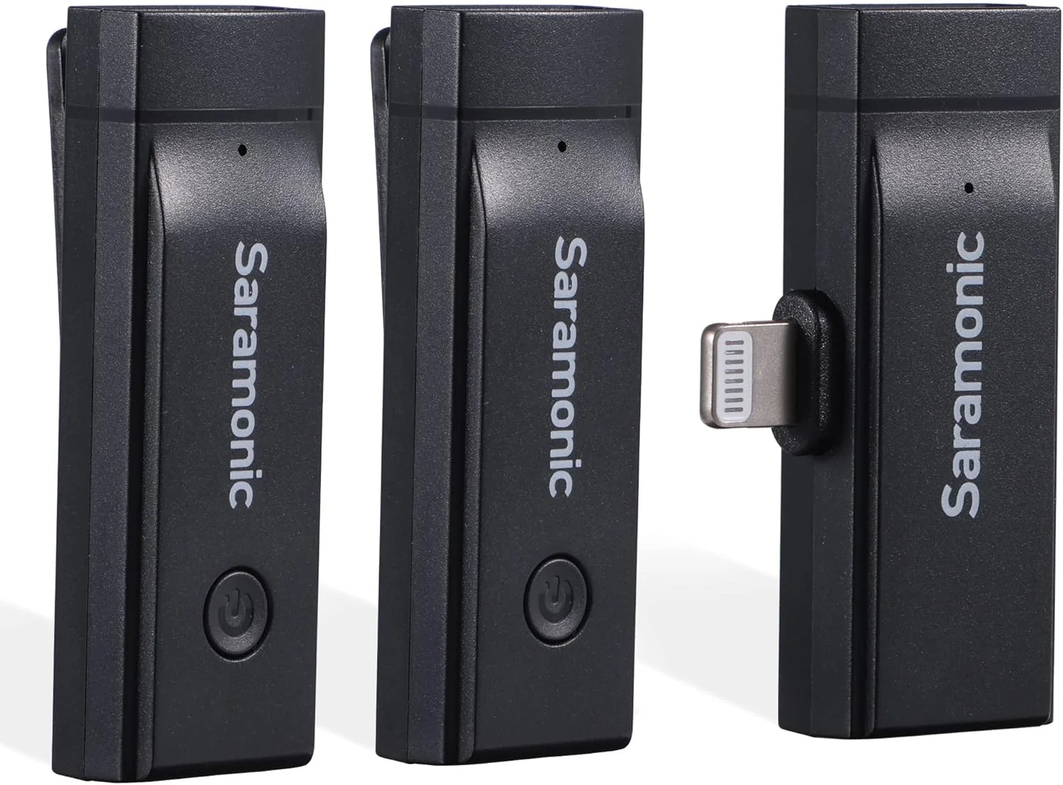 میکروفون یقه ای بی سیم سارامونیک برای آیفون آیپد 2.4 گیگاهرتز، میکروفون کندانسور یقه ای گیره ای، مینی پلاگ اند پلی برای مصاحبه، استریمینگ، ضبط ویدیو، پادکست، ولاگ، یوتیوب مدل SR-Blink Go-D2 (TX+TX+RX)