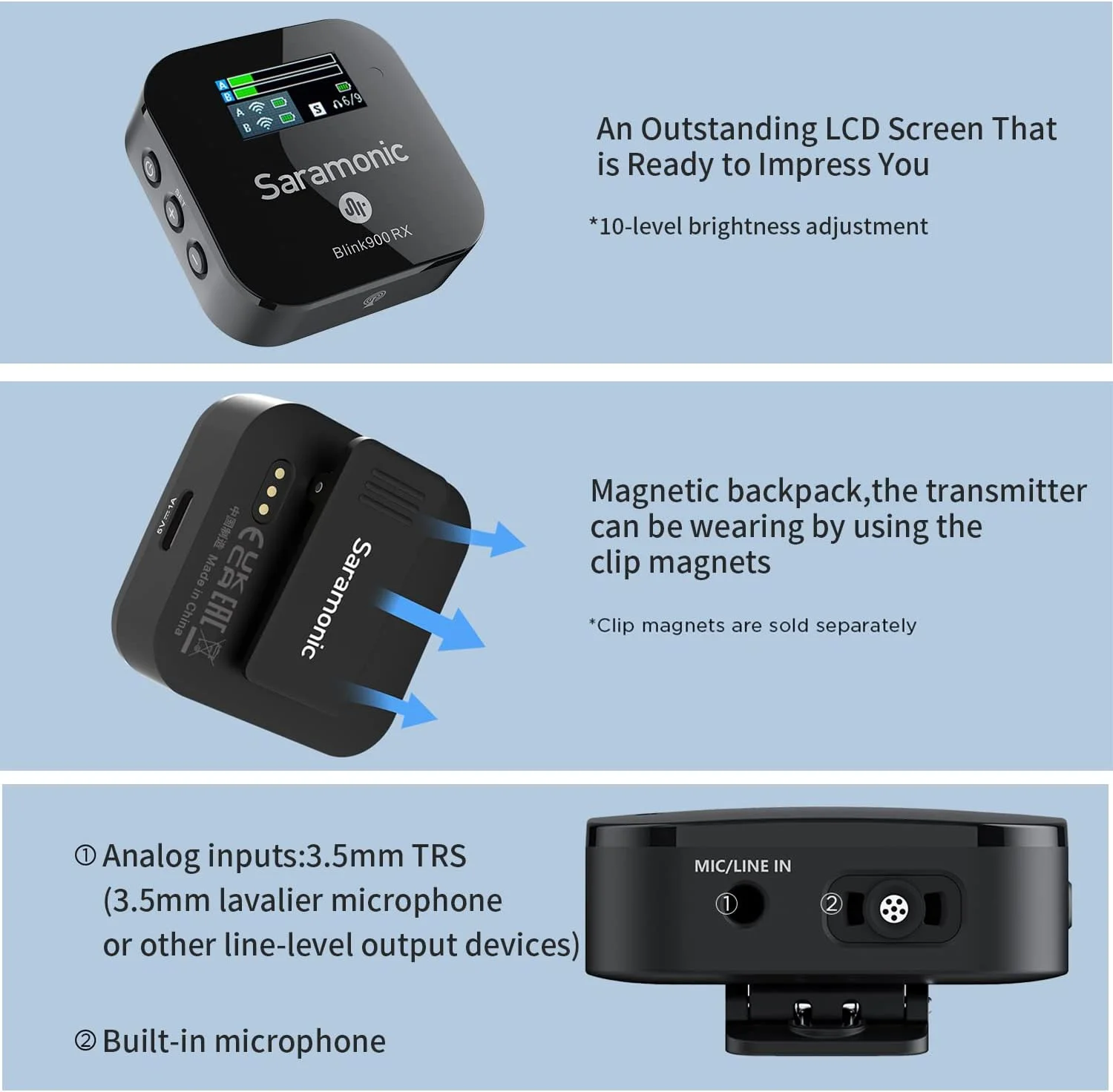 سیستم میکروفون بی سیم دو کاناله 2.4 گیگاهرتزی Saramonic Blink900 B2 با قابلیت مانیتورینگ همزمان برای دوربین های DSLR، دوربین های فیلمبرداری، آیفون، تلفن های هوشمند اندرویدی و تبلت ها برای TikTok YouTube Vlogging Interview سیستم میکروفون بی سیم دو کاناله 2.4 گیگاهرتزی Saramonic Blink900 B2 با قابلیت مانیتورینگ همزمان برای دوربین های DSLR، دوربین های فیلمبرداری، آیفون، تلفن های هوشمند اندرویدی و تبلت ها برای TikTok YouTube Vlogging Interview