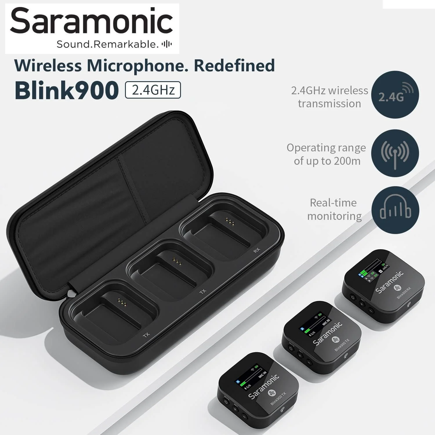 سیستم میکروفون بی سیم دو کاناله 2.4 گیگاهرتزی Saramonic Blink900 B2 با قابلیت مانیتورینگ همزمان برای دوربین های DSLR، دوربین های فیلمبرداری، آیفون، تلفن های هوشمند اندرویدی و تبلت ها برای TikTok YouTube Vlogging Interview سیستم میکروفون بی سیم دو کاناله 2.4 گیگاهرتزی Saramonic Blink900 B2 با قابلیت مانیتورینگ همزمان برای دوربین های DSLR، دوربین های فیلمبرداری، آیفون، تلفن های هوشمند اندرویدی و تبلت ها برای TikTok YouTube Vlogging Interview