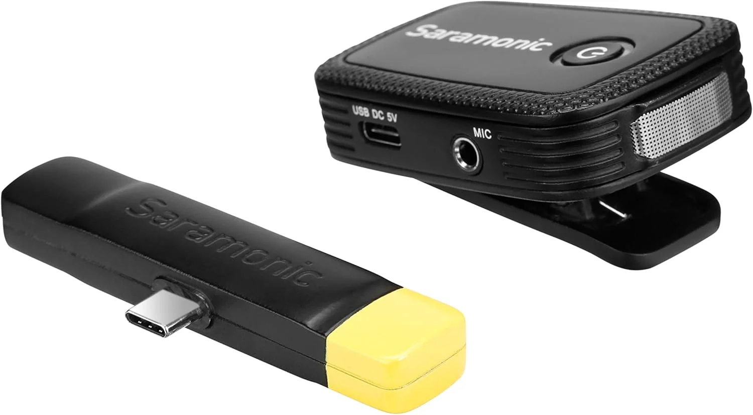 سیستم میکروفون بیسیم گیرهای فوقالعاده فشرده 2.4 گیگاهرتزی سارامونیک Blink 500 B5 با گیرنده USB-C دو کاناله بدون باتری و میکروفون یقهای برای تلفنهای هوشمند یا تبلتهای اندرویدی، کامپیوترها و موارد دیگر سیستم میکروفون بیسیم گیرهای فوقالعاده فشرده 2.4 گیگاهرتزی سارامونیک Blink 500 B5 با گیرنده USB-C دو کاناله بدون باتری و میکروفون یقهای برای تلفنهای هوشمند یا تبلتهای اندرویدی، کامپیوترها و موارد دیگر