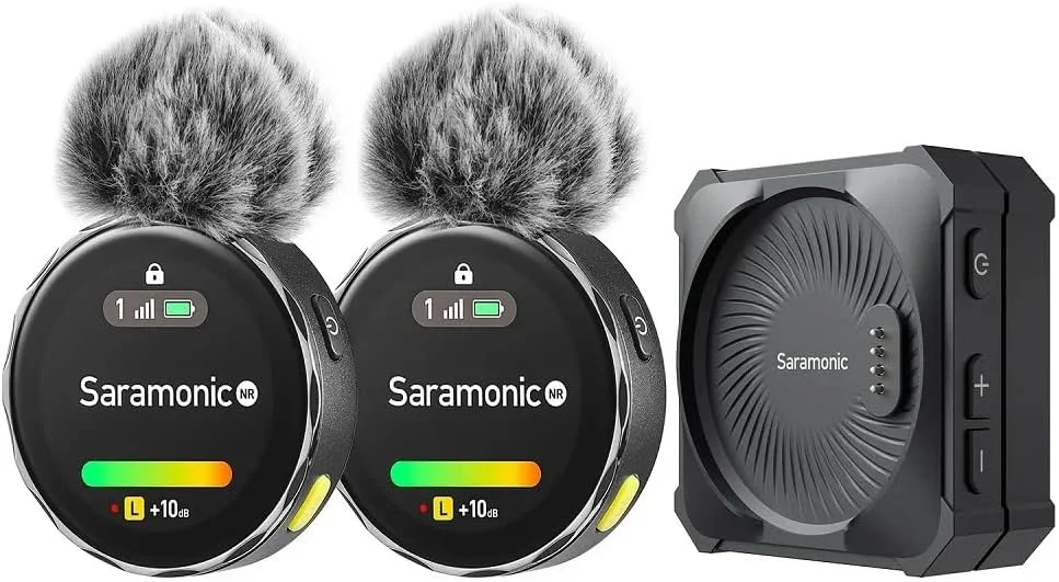 میکروفون های یقه ای بی سیم سارامونیک BlinkMe B2 برای دوربین، گوشی هوشمند، DSLR، کامپیوتر با قابلیت حذف نویز، برد 100 متر، باتری 8 ساعته، میکروفون یقه ای بی سیم برای استریم، کنفرانس ویدیویی و ضبط صدا