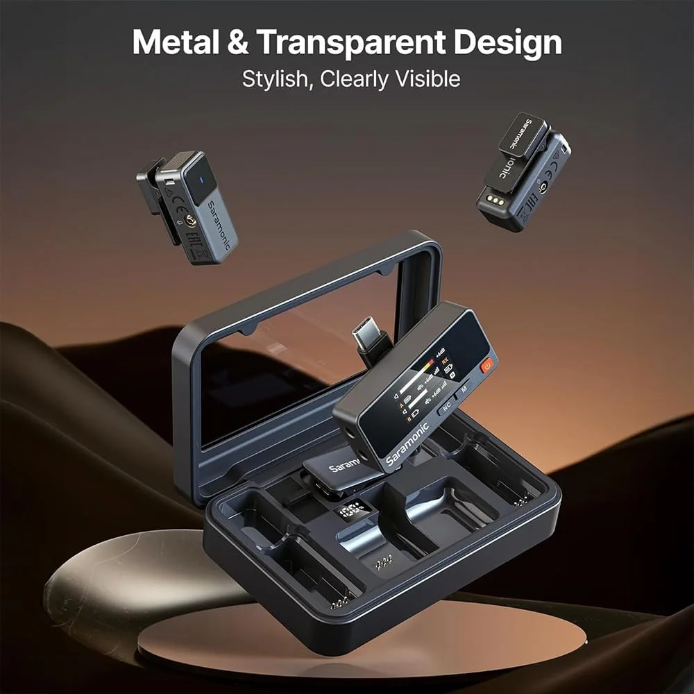 میکروفون یقه ای بی سیم دو نفره سارامونیک Air 2 مناسب آیفون/دوربین/اندروید/کامپیوتر 24 بیت/48 کیلوهرتز، حذف نویز، محدود کننده، خروجی هدفون، حداکثر SPL 120dB، برای استریمینگ، یوتیوب، مصاحبه، ولاگ میکروفون یقه ای بی سیم دو نفره سارامونیک Air 2 مناسب آیفون/دوربین/اندروید/کامپیوتر 24 بیت/48 کیلوهرتز، حذف نویز، محدود کننده، خروجی هدفون، حداکثر SPL 120dB، برای استریمینگ، یوتیوب، مصاحبه، ولاگ