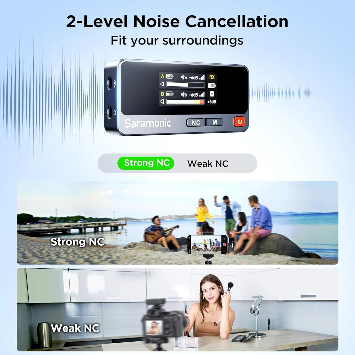 میکروفون یقه ای بی سیم سارامونیک ایر برای آیفون و اندروید (2TX + USB-C RX + جعبه شارژ)، حذف نویز، 300 متر، میکروفون مینی برای تیک تاک، یوتیوب، پخش زنده، مصاحبه، پادکست، ولاگ میکروفون یقه ای بی سیم سارامونیک ایر برای آیفون و اندروید (2TX + USB-C RX + جعبه شارژ)، حذف نویز، 300 متر، میکروفون مینی برای تیک تاک، یوتیوب، پخش زنده، مصاحبه، پادکست، ولاگ