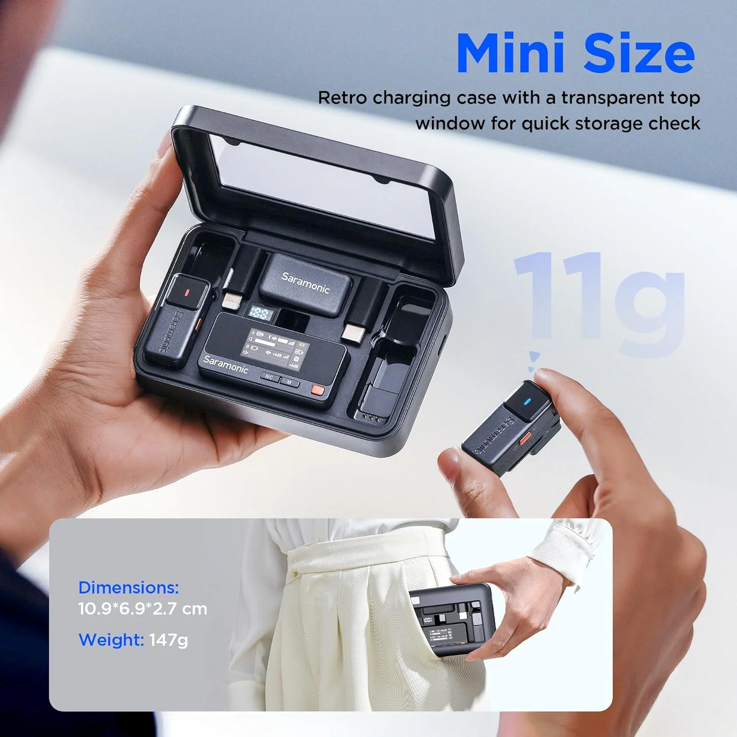 میکروفون یقه ای بی سیم سارامونیک ایر برای آیفون و اندروید (2TX + USB-C RX + جعبه شارژ)، حذف نویز، 300 متر، میکروفون مینی برای تیک تاک، یوتیوب، پخش زنده، مصاحبه، پادکست، ولاگ میکروفون یقه ای بی سیم سارامونیک ایر برای آیفون و اندروید (2TX + USB-C RX + جعبه شارژ)، حذف نویز، 300 متر، میکروفون مینی برای تیک تاک، یوتیوب، پخش زنده، مصاحبه، پادکست، ولاگ