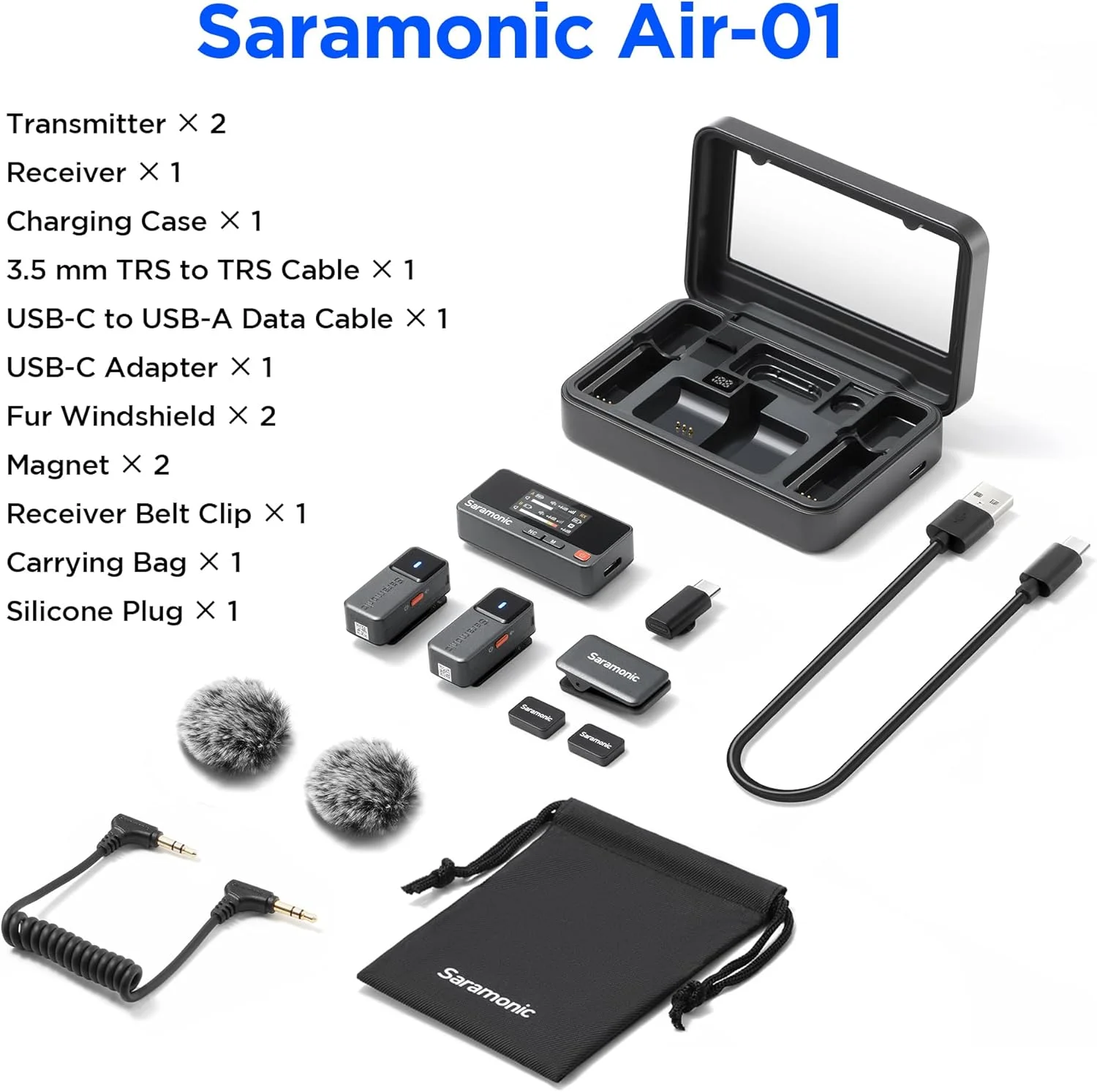 میکروفون یقه ای بی سیم سارامونیک ایر برای آیفون و اندروید (2TX + USB-C RX + جعبه شارژ)، حذف نویز، 300 متر، میکروفون مینی برای تیک تاک، یوتیوب، پخش زنده، مصاحبه، پادکست، ولاگ میکروفون یقه ای بی سیم سارامونیک ایر برای آیفون و اندروید (2TX + USB-C RX + جعبه شارژ)، حذف نویز، 300 متر، میکروفون مینی برای تیک تاک، یوتیوب، پخش زنده، مصاحبه، پادکست، ولاگ