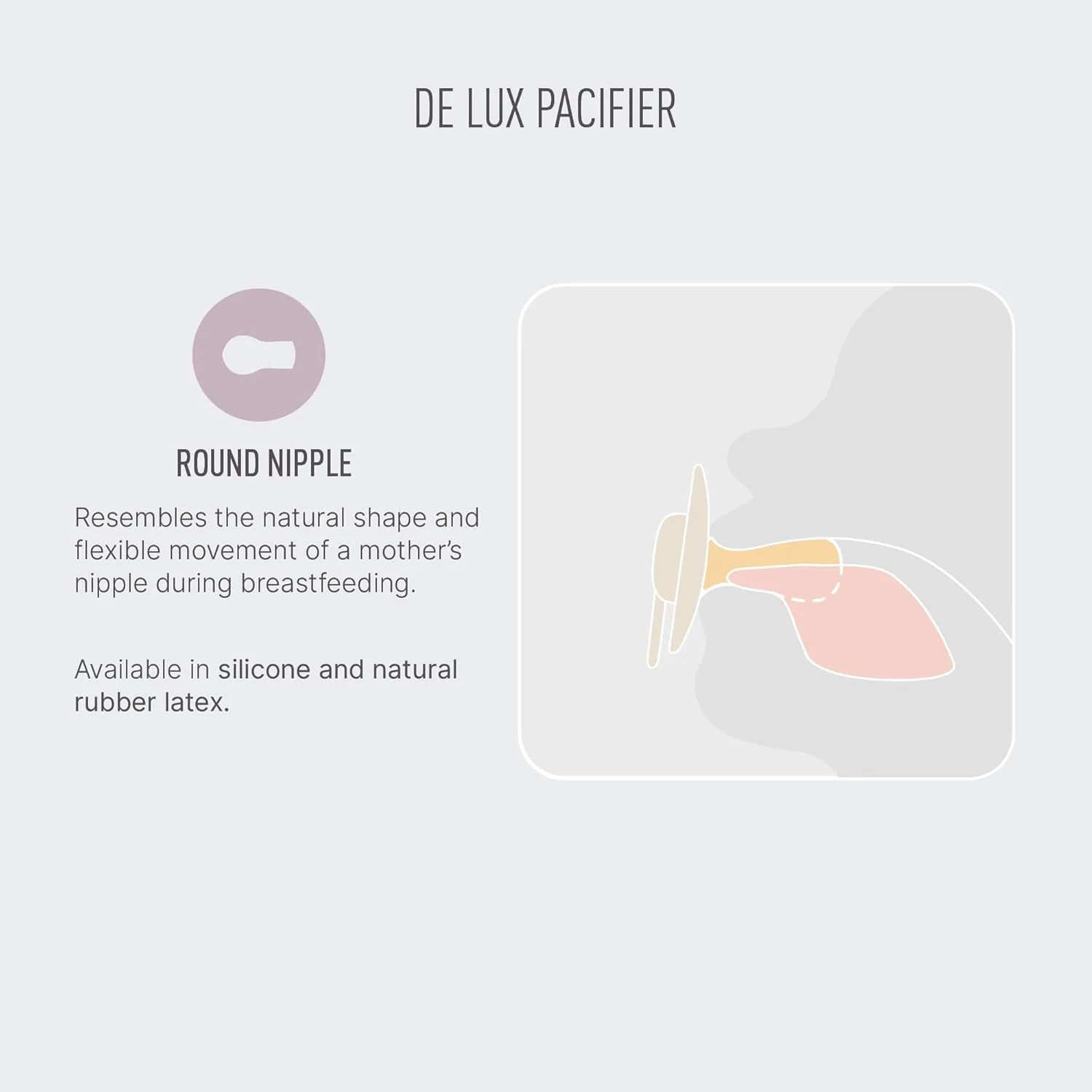 پستانک ارتودنسی 2 عددی Bibs De Lux، فاقد BPA، پستانک سیلیکونی گرد، سایز OneSize مناسب 0 تا 36 ماه، رنگ آهن/آبی کودک