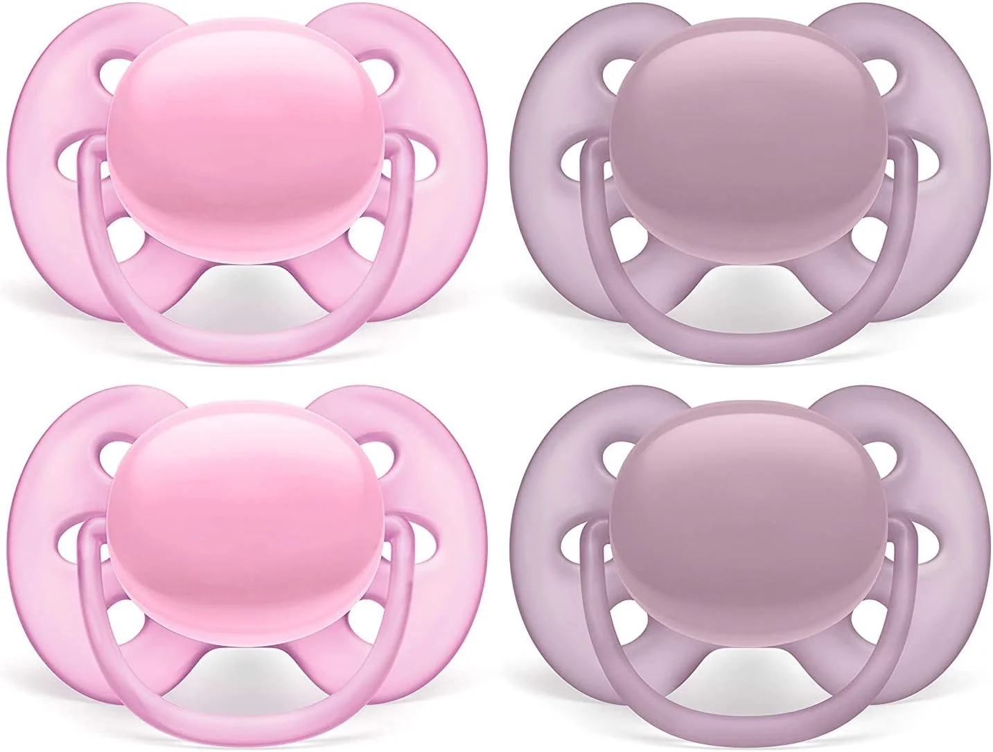 پستانک بسیار نرم اونت فیلیپس، 6-18 ماه، صورتی، بسته 4 عددی، SCF211/41