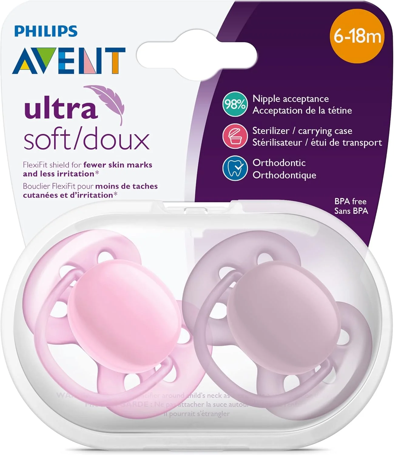 پستانک بسیار نرم اونت فیلیپس، 6-18 ماه، صورتی، بسته 4 عددی، SCF211/41 پستانک بسیار نرم اونت فیلیپس، 6-18 ماه، صورتی، بسته 4 عددی، SCF211/41