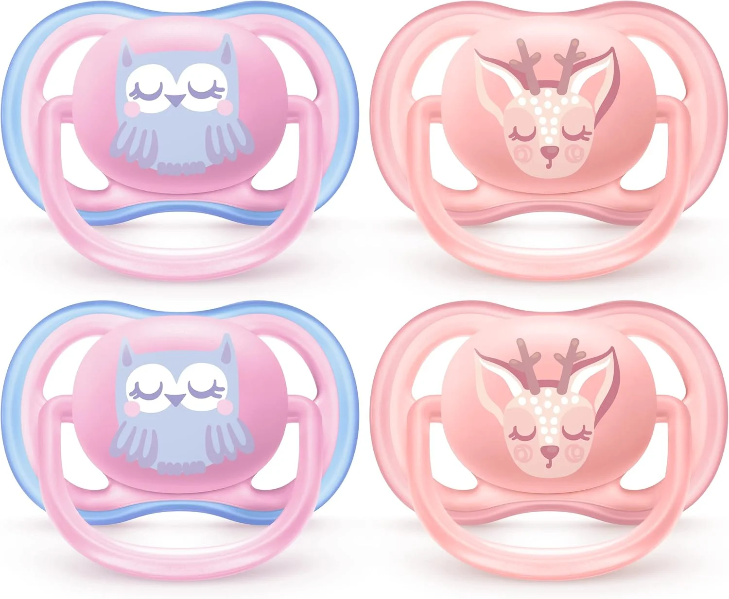 پستانک الترا ایر اونت فیلیپس، 0-6 ماه، طرح جغد/آهو، بسته 4 عددی، SCF085/08