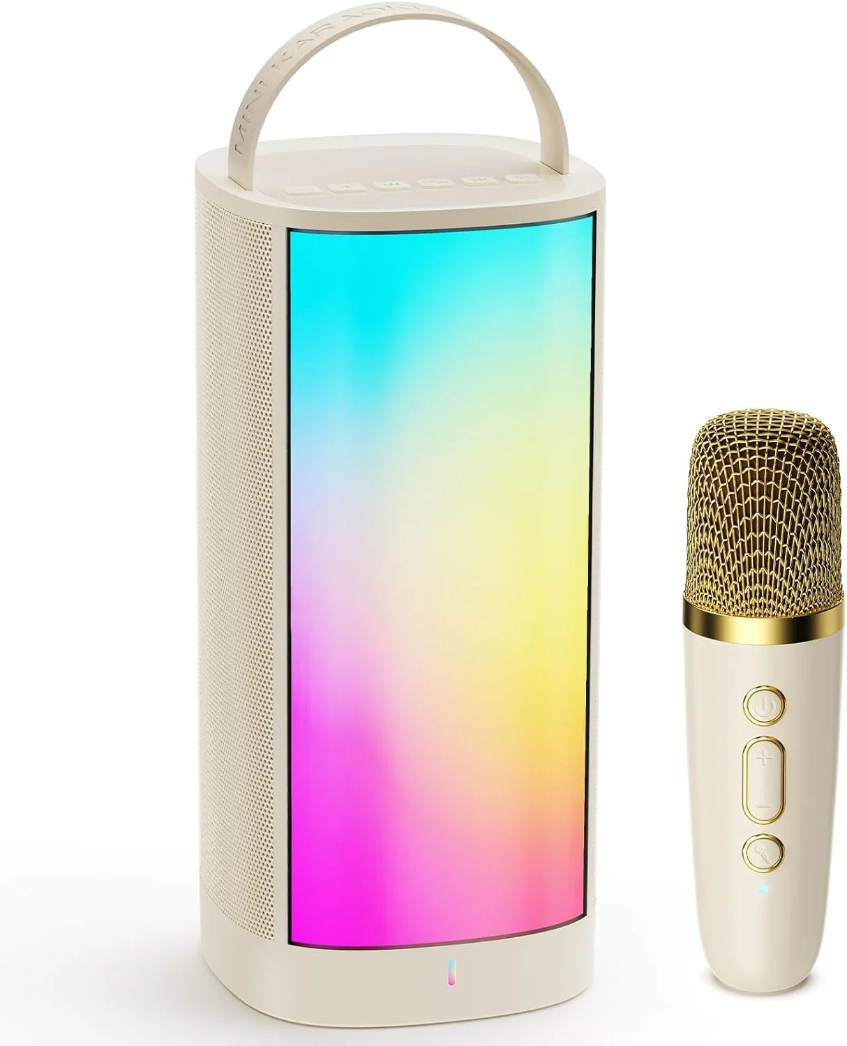 دستگاه کارائوکه کوچک JYX برای کودکان و بزرگسالان، اسپیکر کارائوکه بلوتوث 5.3 قابل حمل با 1 میکروفون بی سیم، هدیه تولد محبوب برای دختران و پسران 3-12+ سال، دستگاه آواز با چراغ های مهمانی