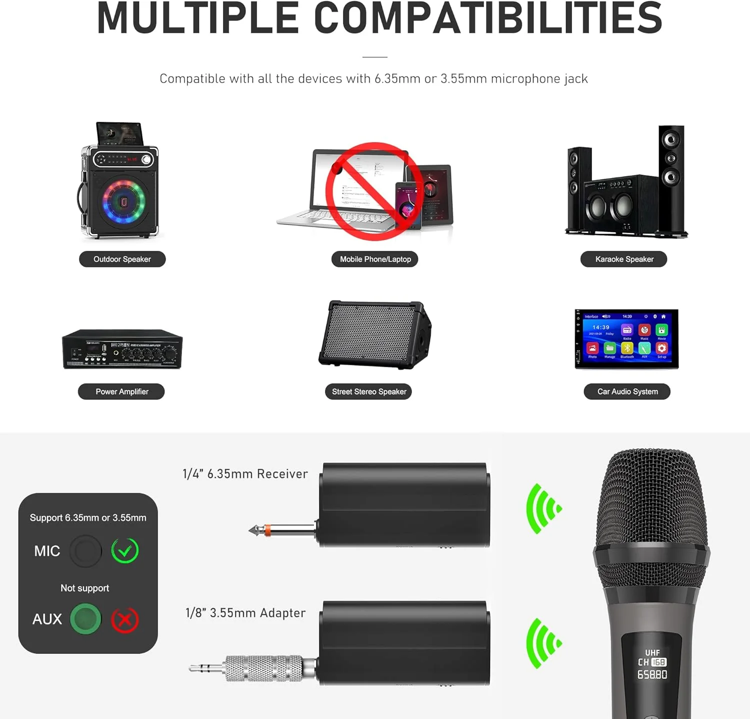 میکروفون بی سیم JYX، میکروفون دوگانه دستی فلزی قابل شارژ UHF، میکروفون کارائوکه با گیرنده، خروجی 6.35 میلیمتری (1/4 اینچ)، آداپتور 3.5 میلیمتری (1/8 اینچ)، برد 160 فوت، برای مهمانی، جلسه میکروفون بی سیم JYX، میکروفون دوگانه دستی فلزی قابل شارژ UHF، میکروفون کارائوکه با گیرنده، خروجی 6.35 میلیمتری (1/4 اینچ)، آداپتور 3.5 میلیمتری (1/8 اینچ)، برد 160 فوت، برای مهمانی، جلسه