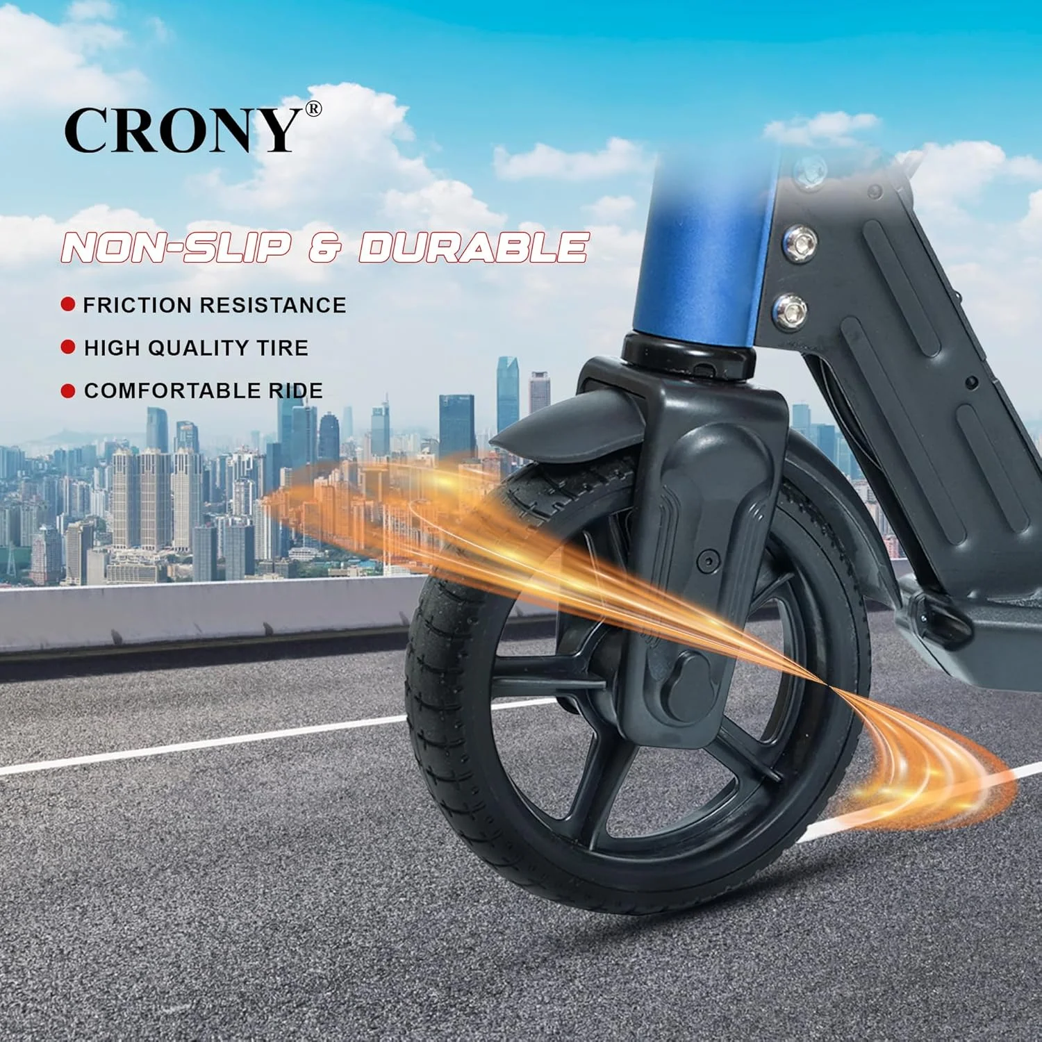 اسکوتر تاشو کودکانه CRONY با نوار نور LED، چراغ‌های عرشه RGB، ترمز الکترونیکی، نمایشگر LED، شتاب‌دهنده و زیرپایی توسعه‌یافته برای سنین 5-12 سال، تحمل وزن تا 100 کیلوگرم، آبی